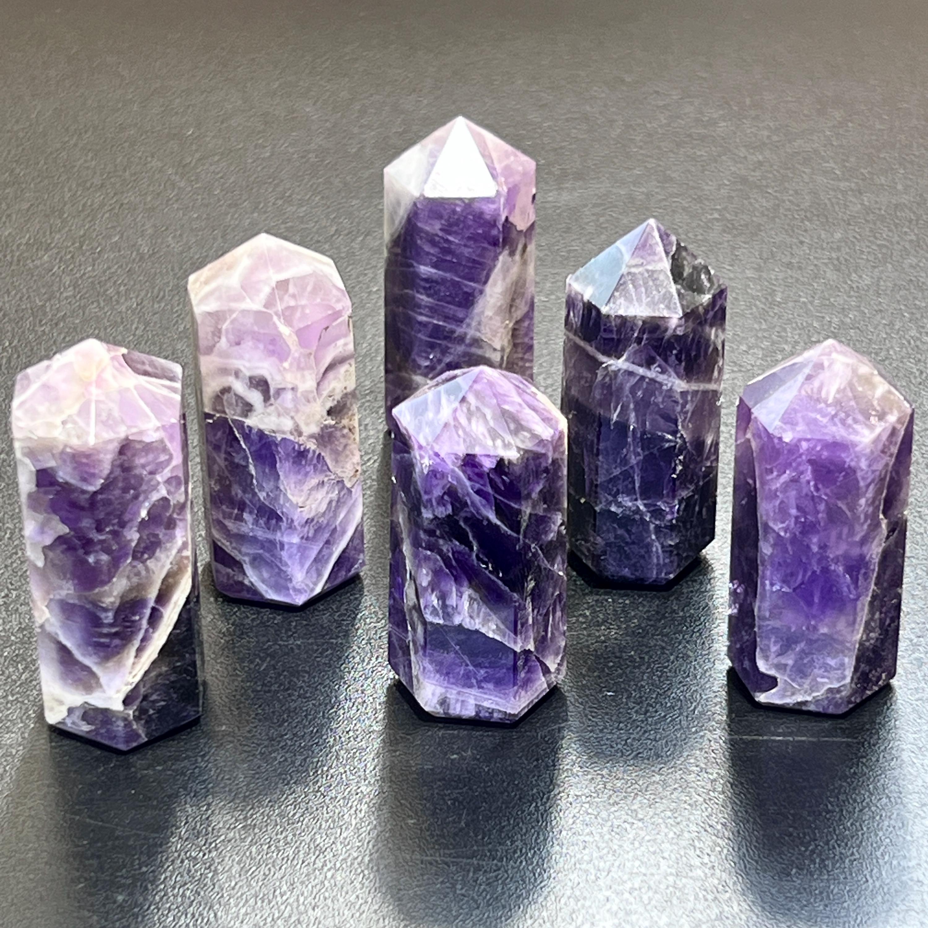 Banded Purple Amethyst Crystal Point Tower