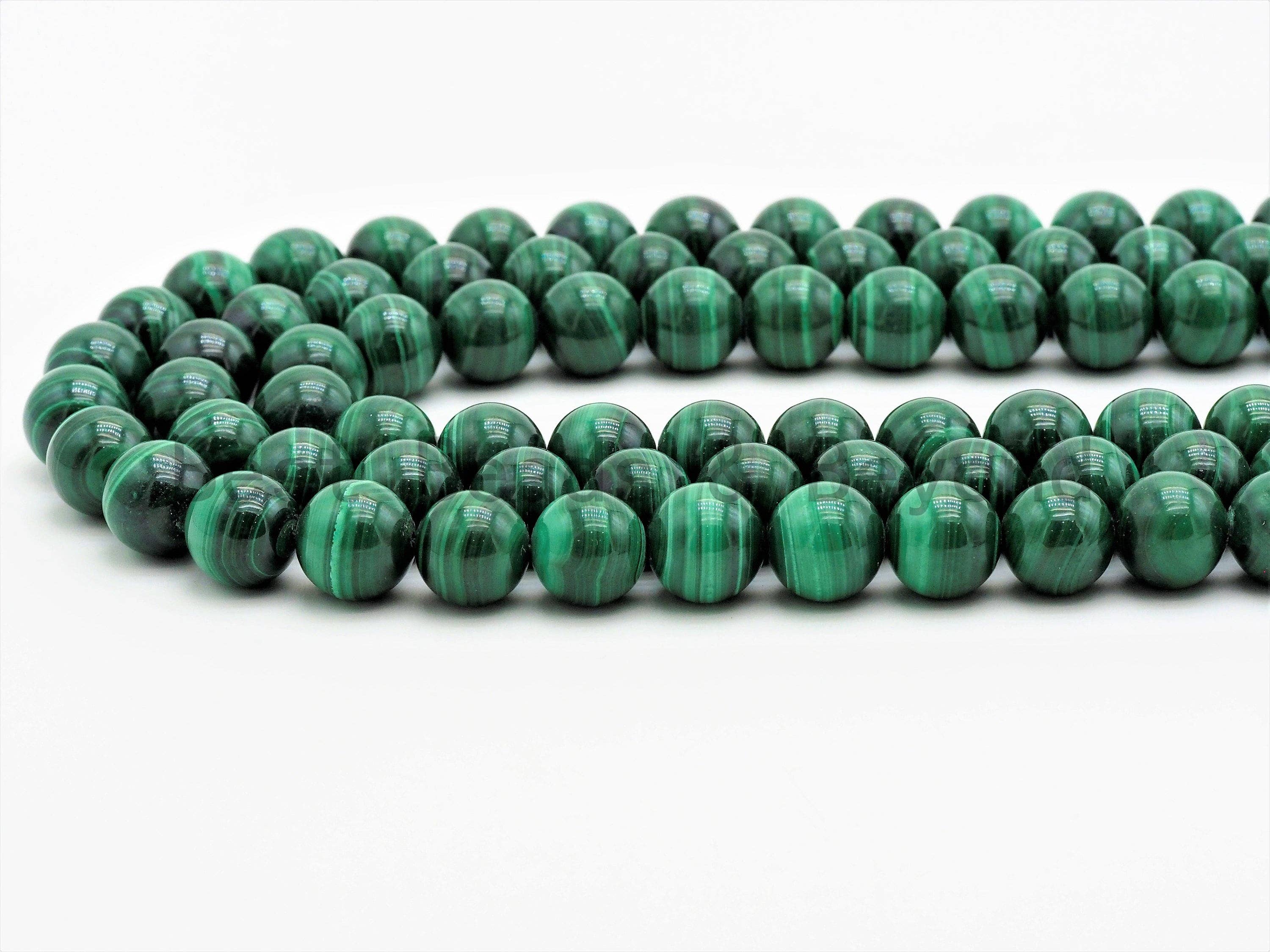 High Quality Natural Smooth Malachite Round Beads, 6mm/8mm/10mm/12mm/14mm, Green Gemstones Beads,Malachite Beads,15.5" Full Strand,SKU#U335