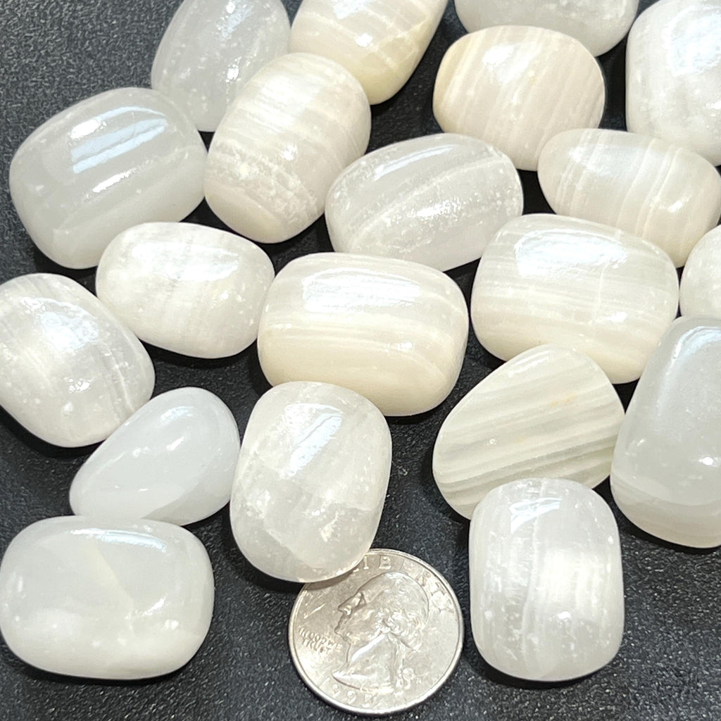 White Banded Calcite Tumbled Stones