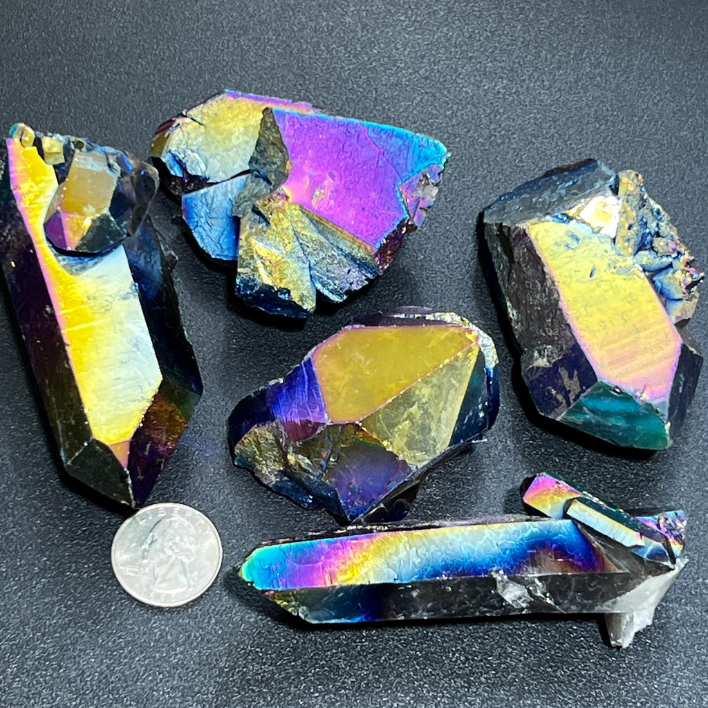 Titanium Aura Quartz Crystal Clusters And Rough Raw Points (Extra Large)