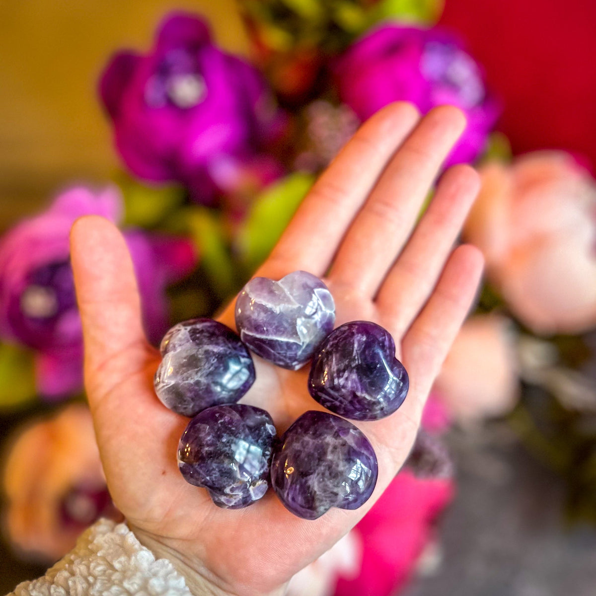 3cm Dream Amethyst Crystal Hearts for Valentines Day Gifts, Chevron Amethyst
