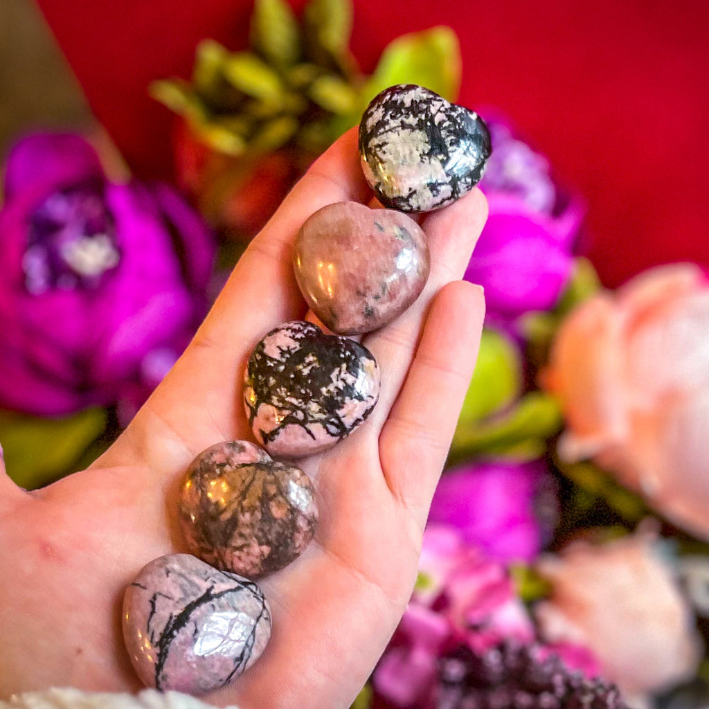 3cm Rhodonite Crystal Hearts for Valentines Day Gifts