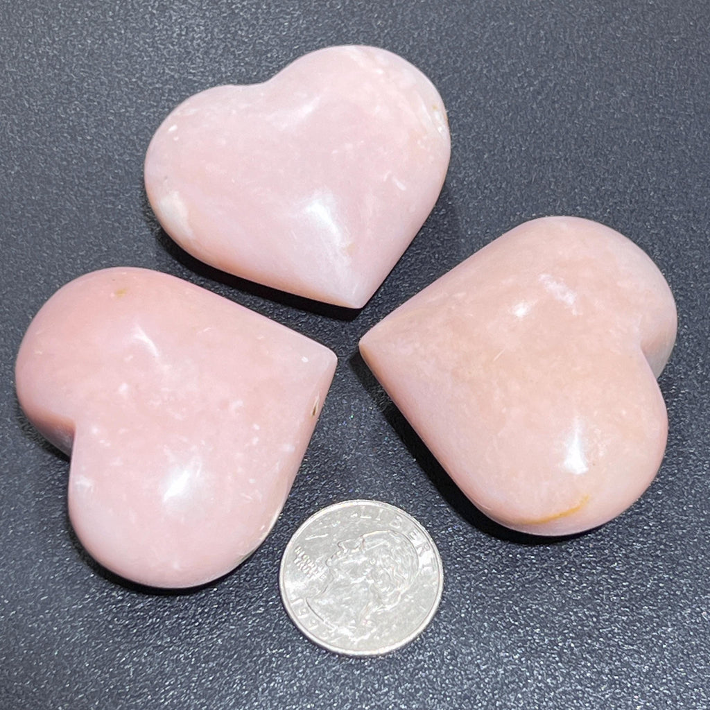 Pink Opal Puffy Heart Polished Crystal Carving