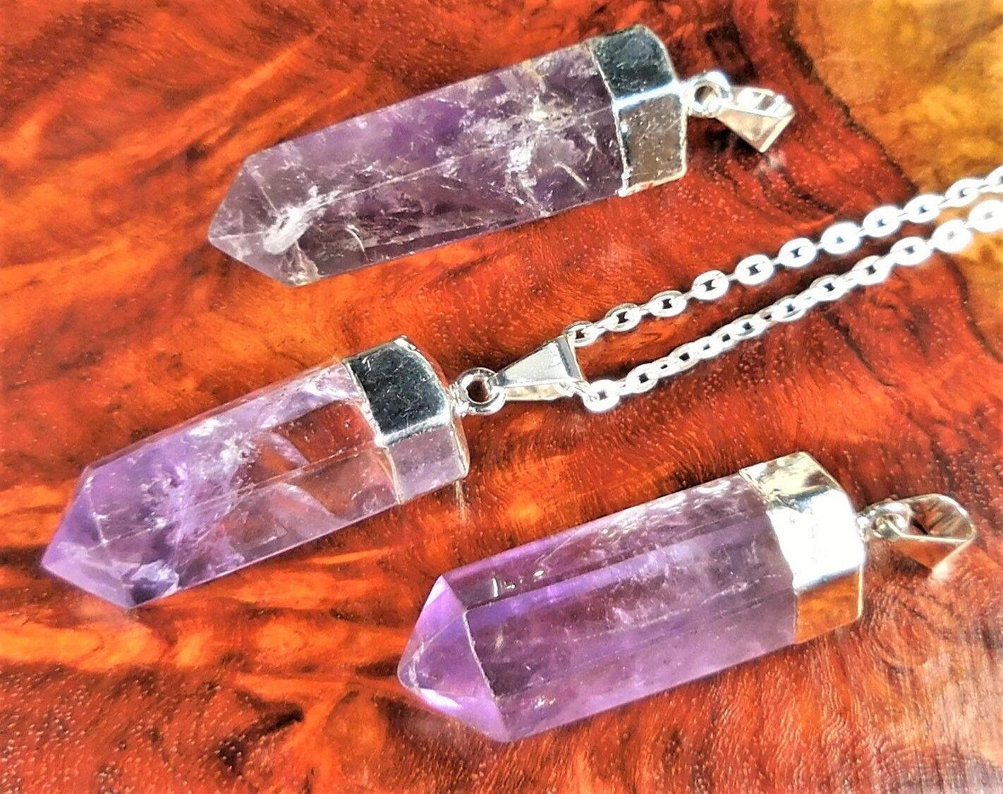 Amethyst Crystal Point Pendant (Silver Plated)