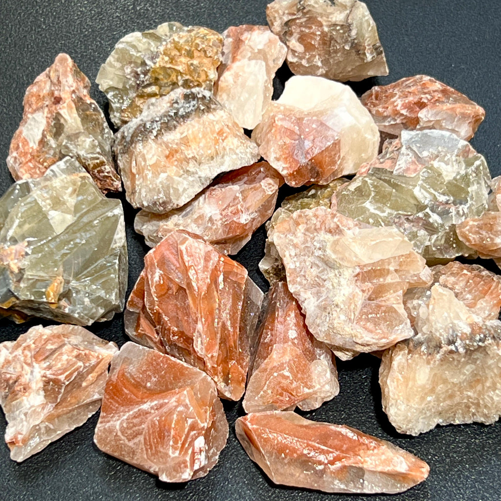 Mixed Color Red Green Calcite Raw Crystal Stones