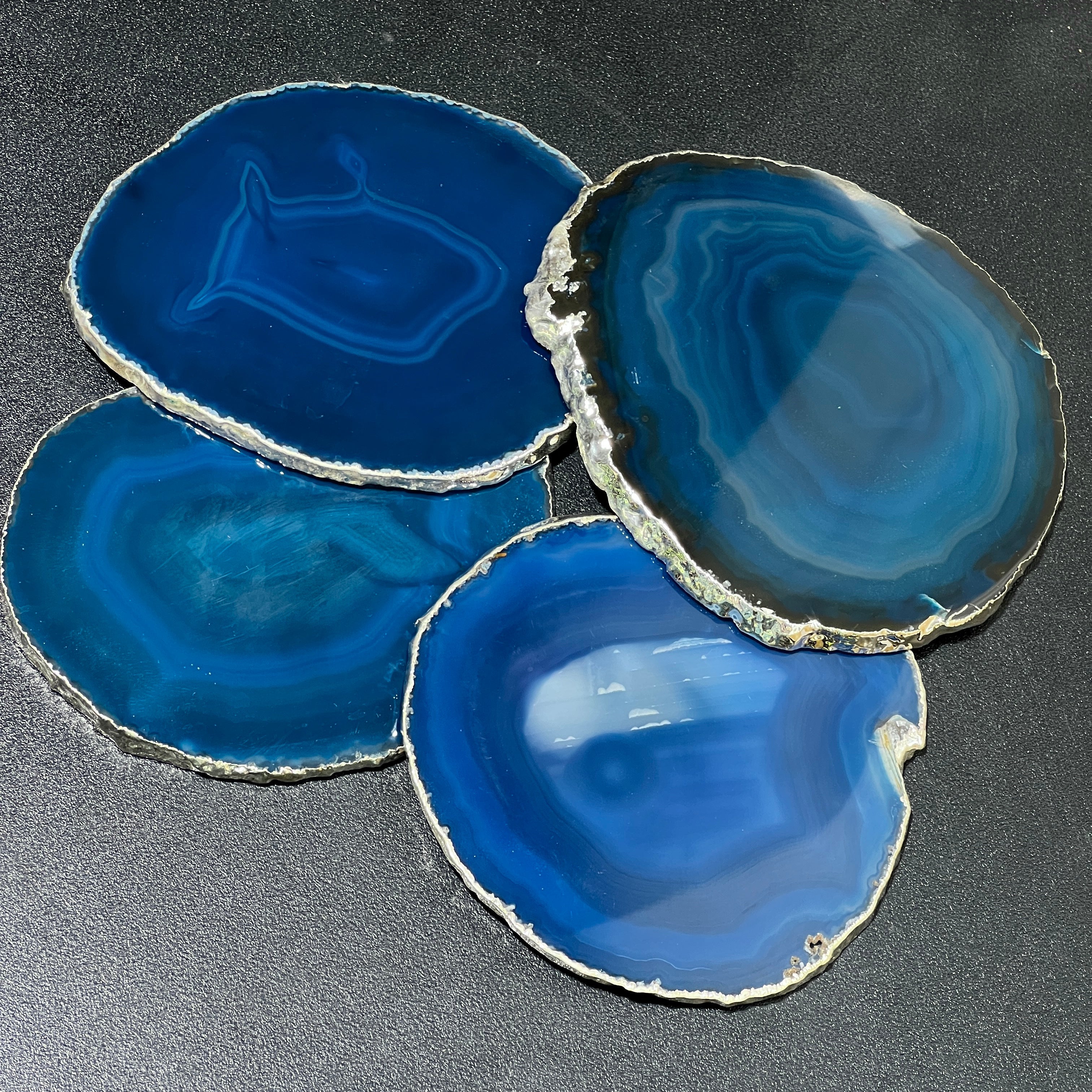 Agate Slice Coaster (Silver Plated, 4-5 Inches)