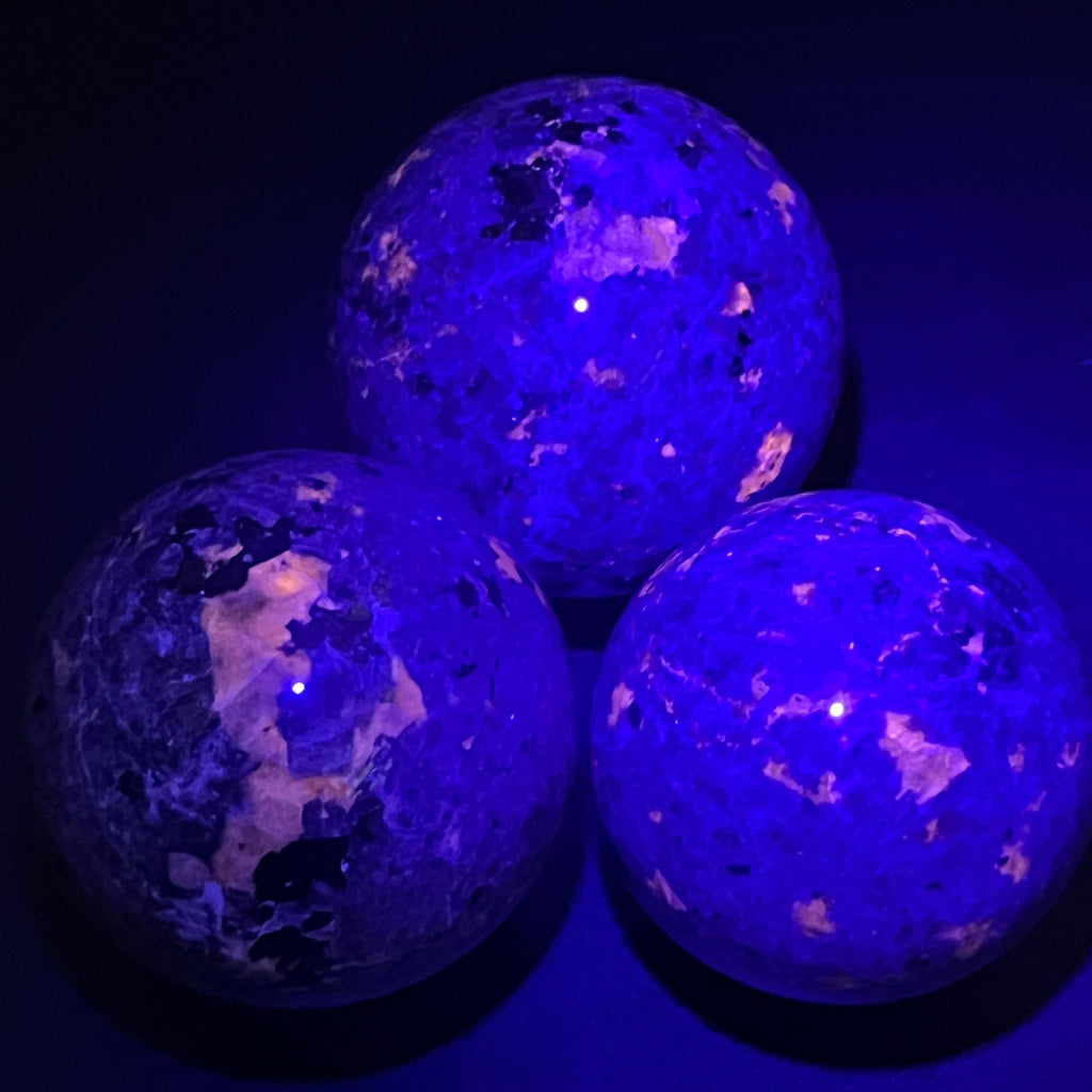 Large Syenite Polished Spheres (UV Reactive)