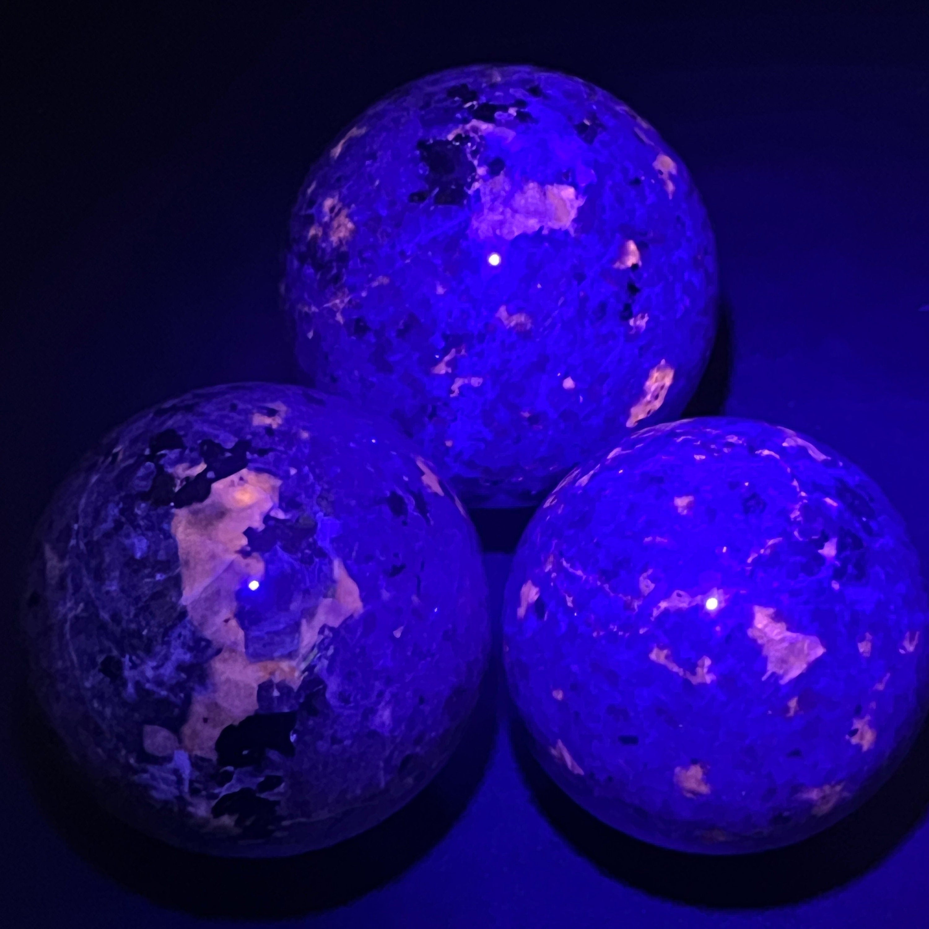 Large Syenite Polished Spheres (UV Reactive)