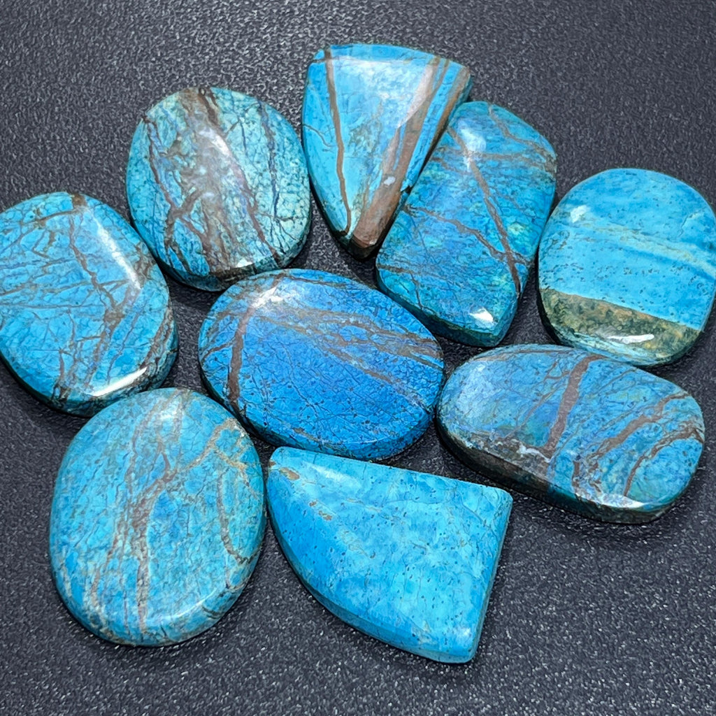 Azurite (Blue Bice) Cabochons Mixed Shapes And Sizes
