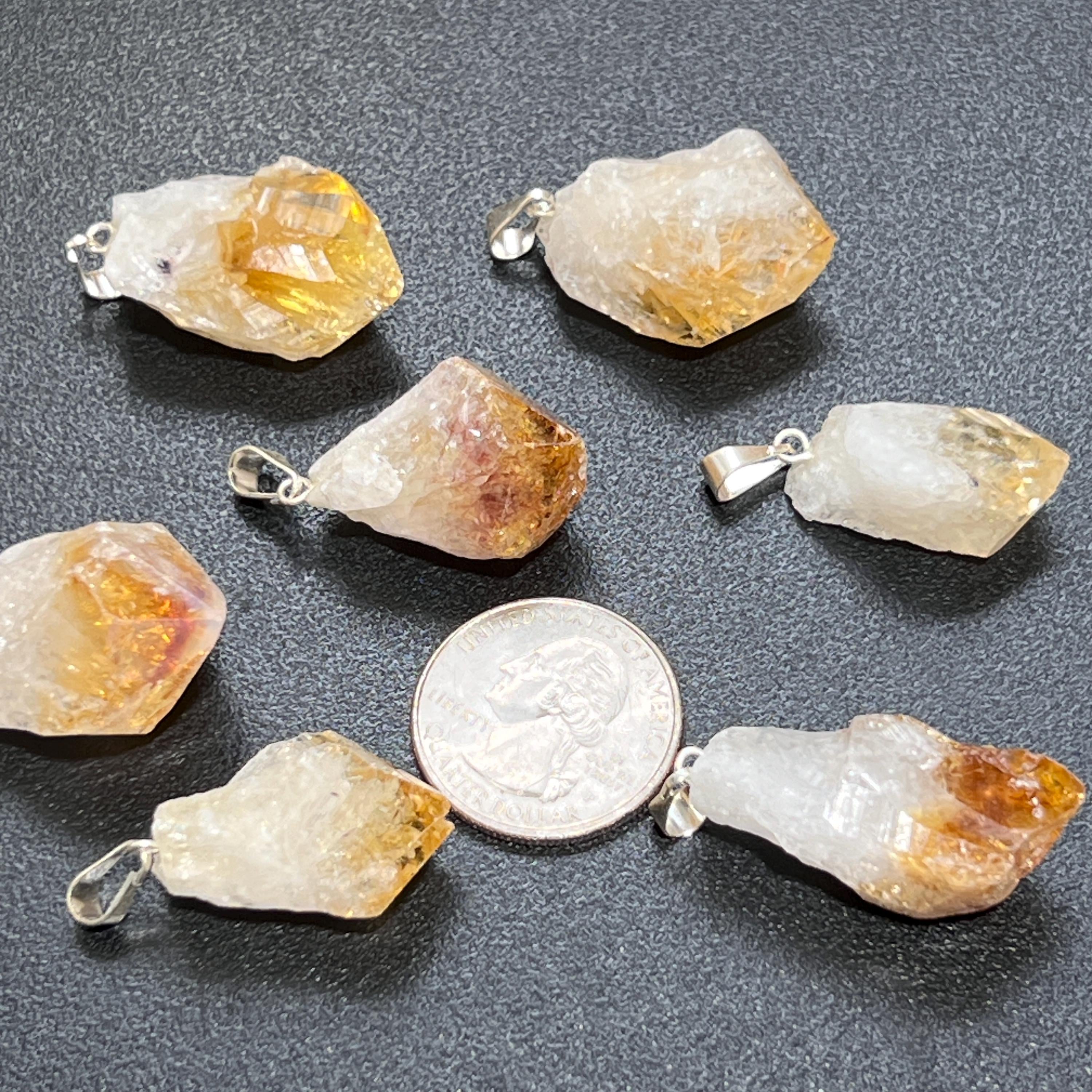 Raw Citrine Crystal Point Pendant