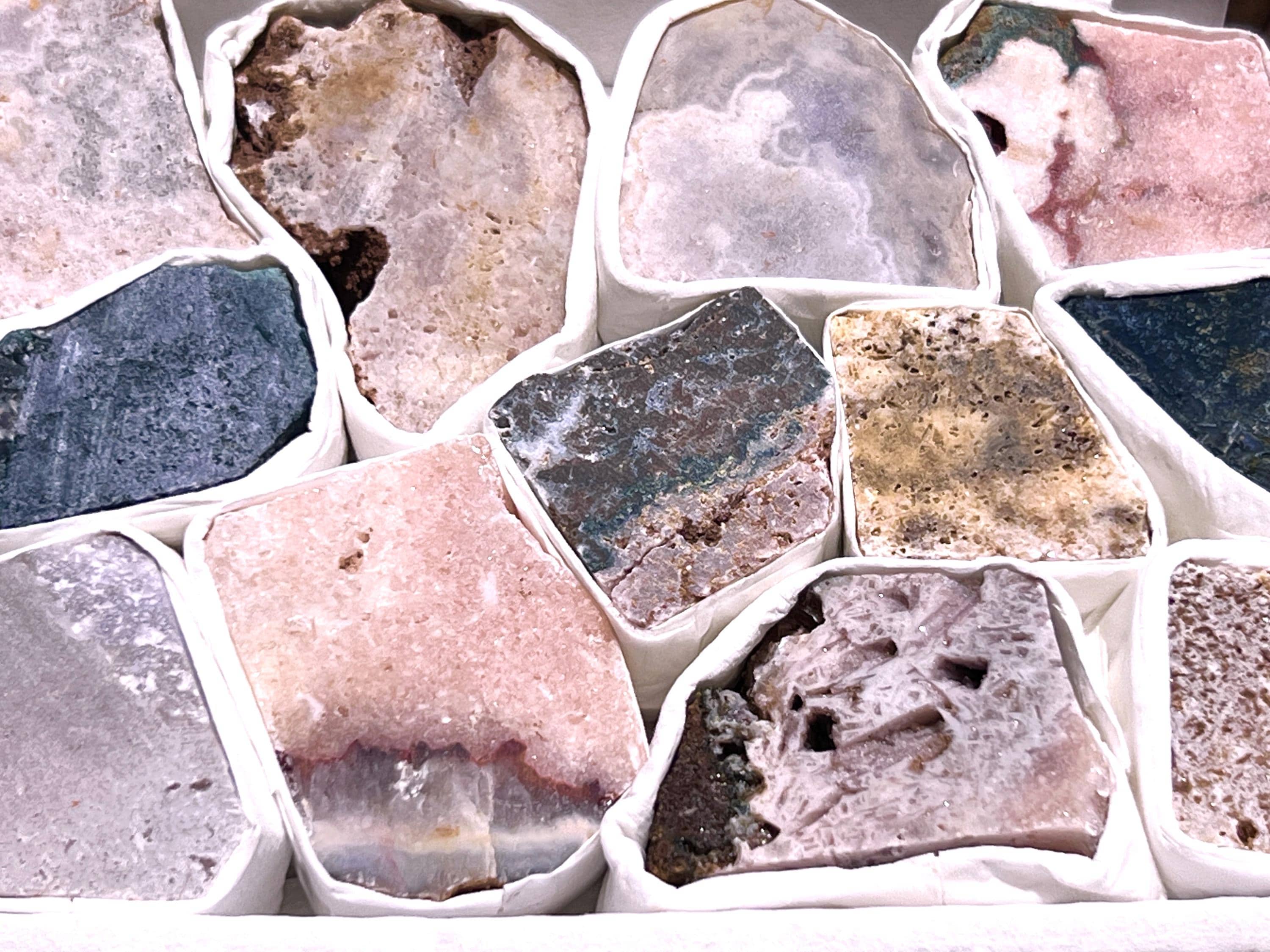 Pink Amethyst Raw Crystals (Avg 2 LBs) Box Flat