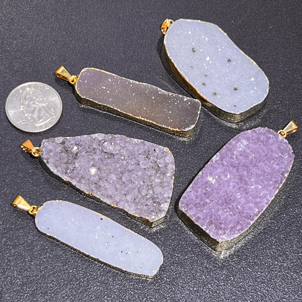 Large Druzy Crystal Statement Pendants (Gold Plated)