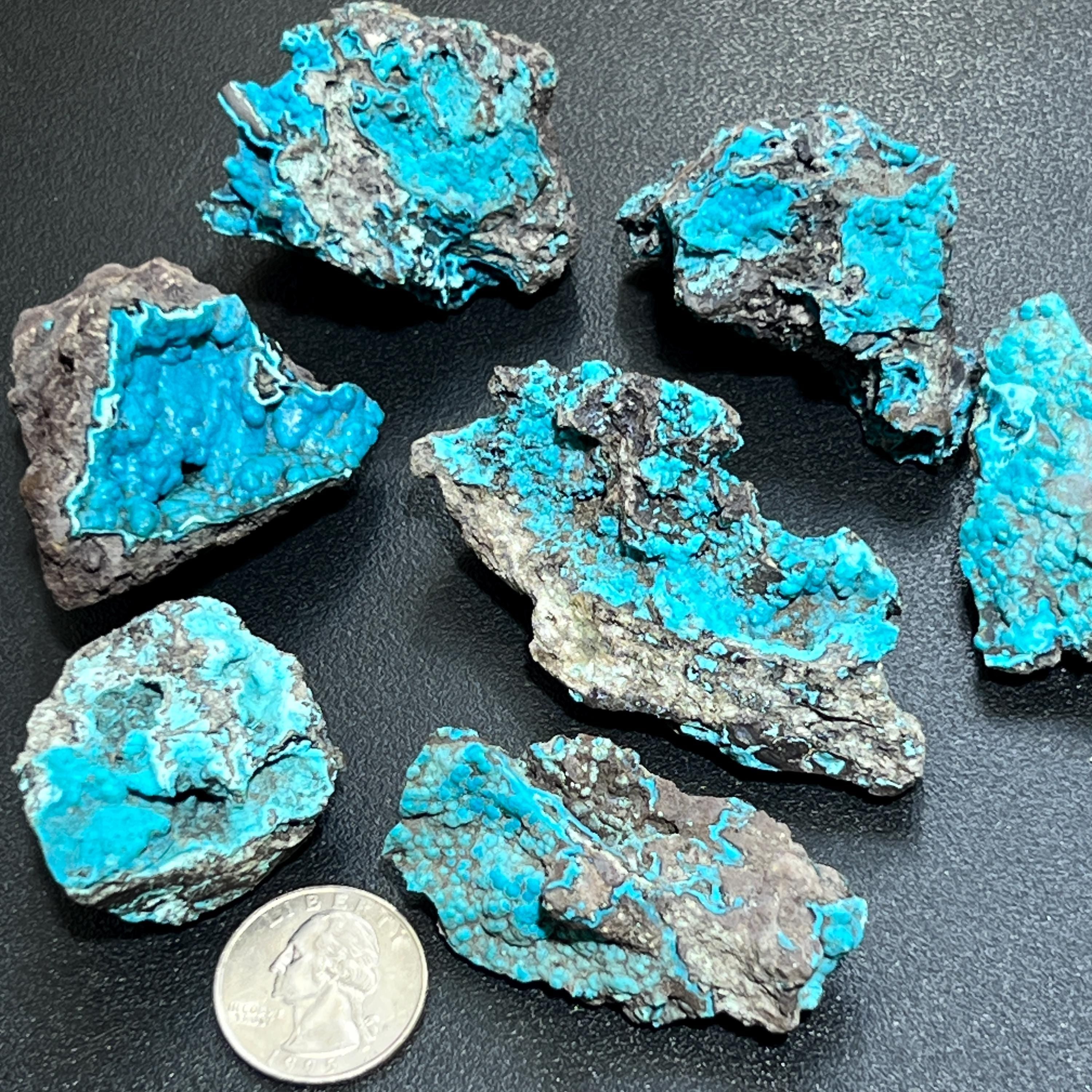 Delicate Chrysocolla Crystal Clusters Rough Raw Specimens