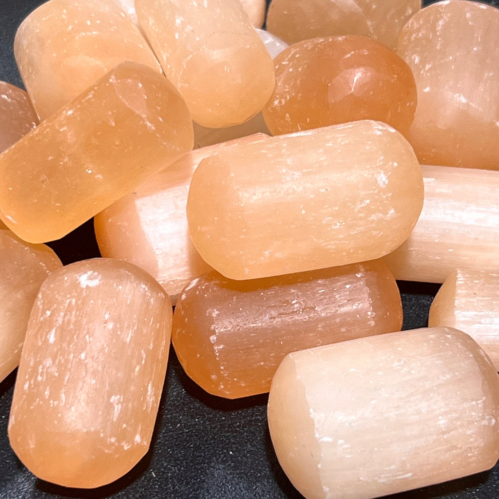 Orange Red Selenite Crystal Tumbled Stones