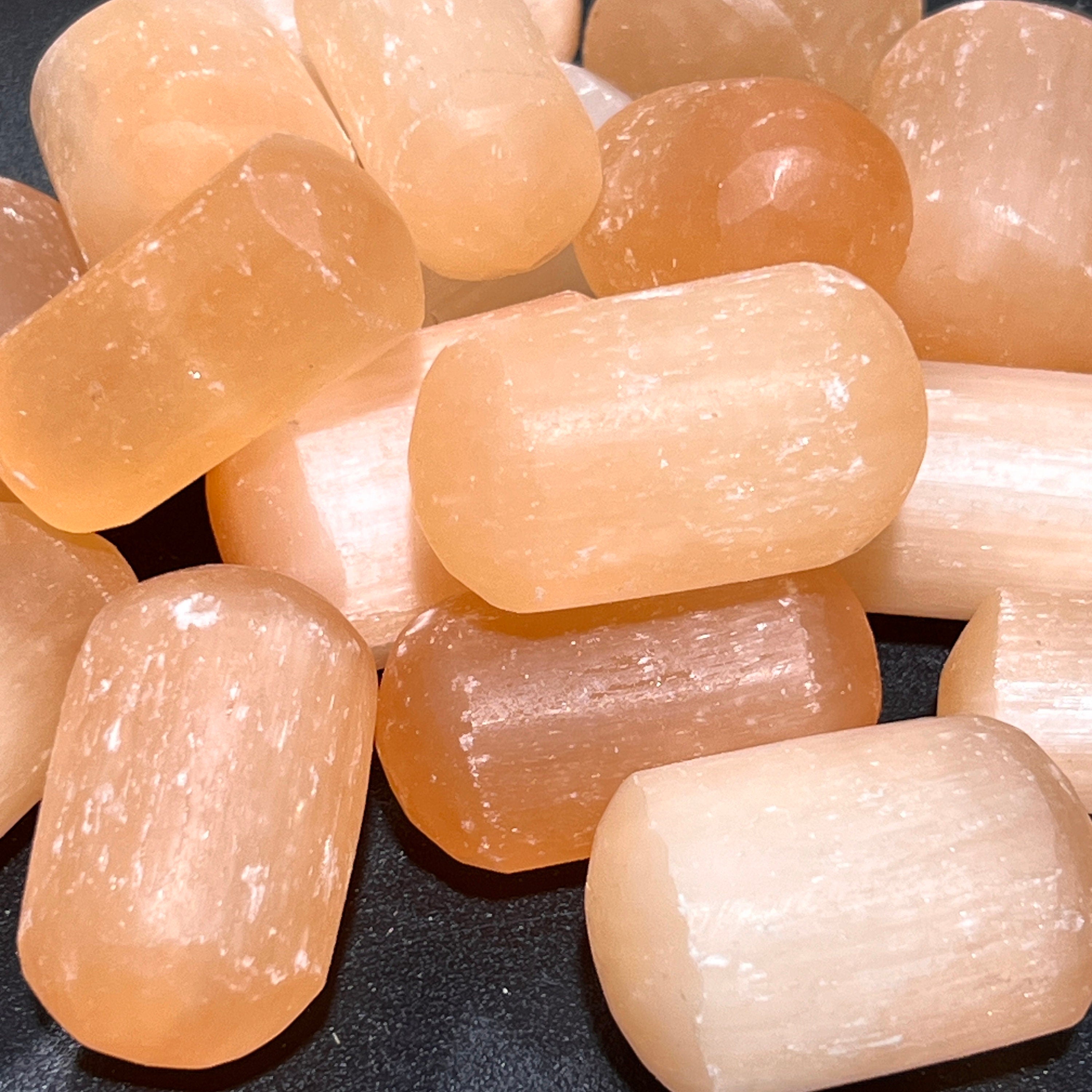 Orange Red Selenite Crystal Tumbled Stones