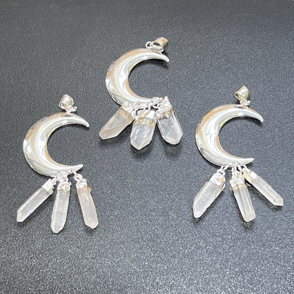Quartz Crystal Crescent Moon Pendant