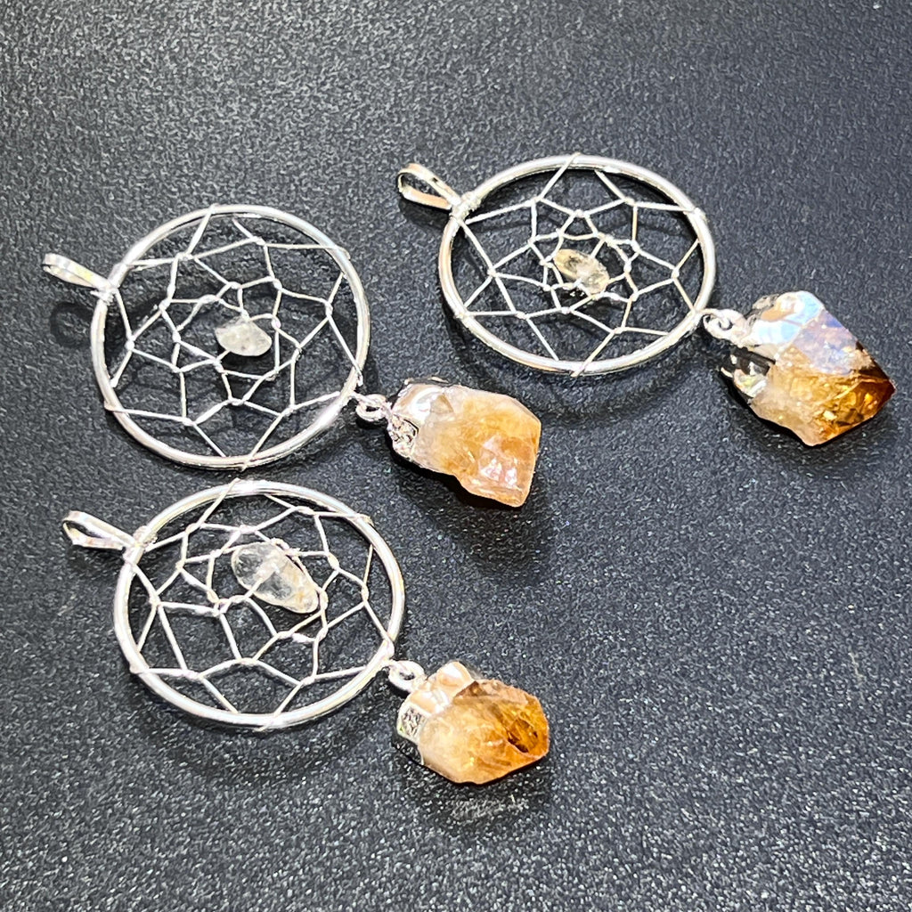 Citrine Crystal Dreamcatcher Pendant