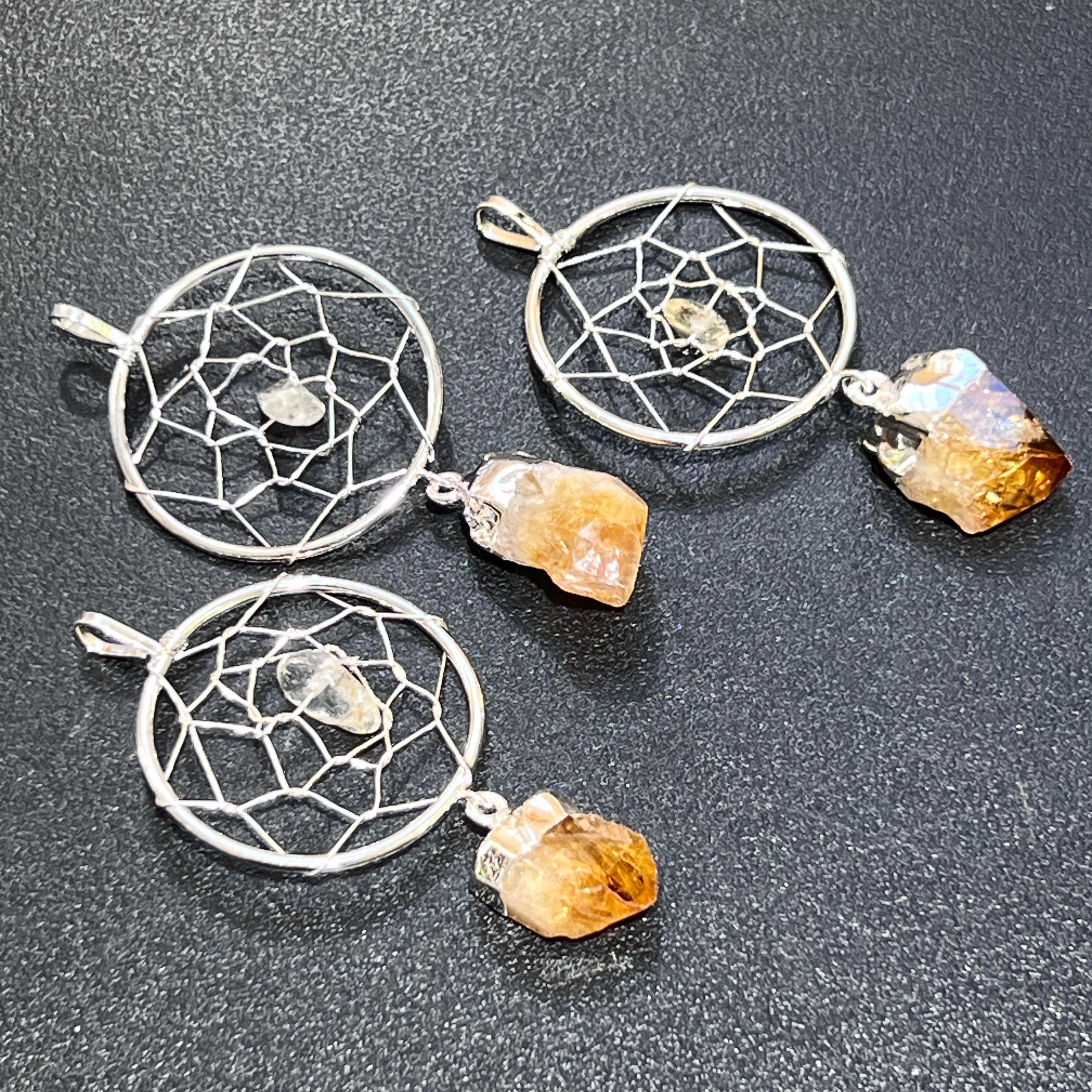 Citrine Crystal Dreamcatcher Pendant