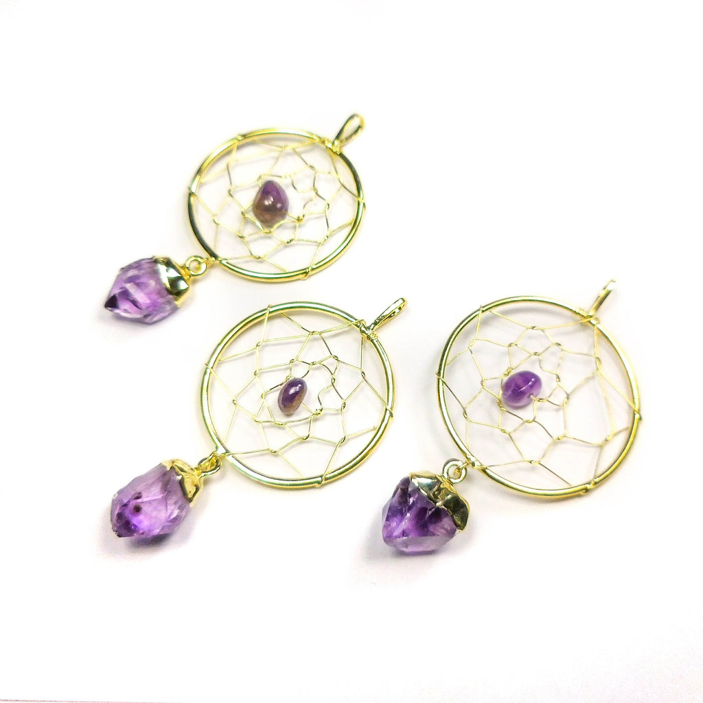 Amethyst Crystal Dreamcatcher Pendant