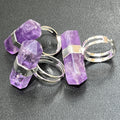 Amethyst Crystal Point Adjustable Ring (Silver Plated)