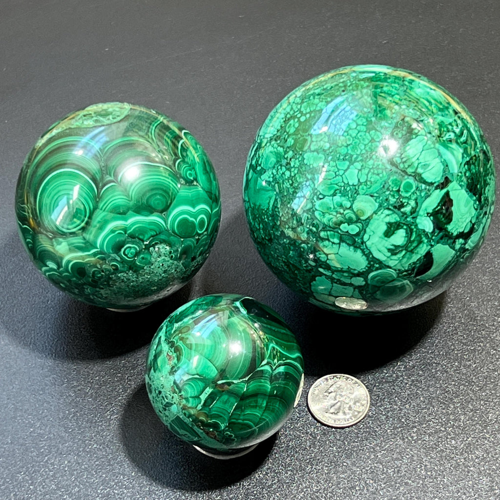 Malachite Spheres (3 Sizes, 5-10 CM)