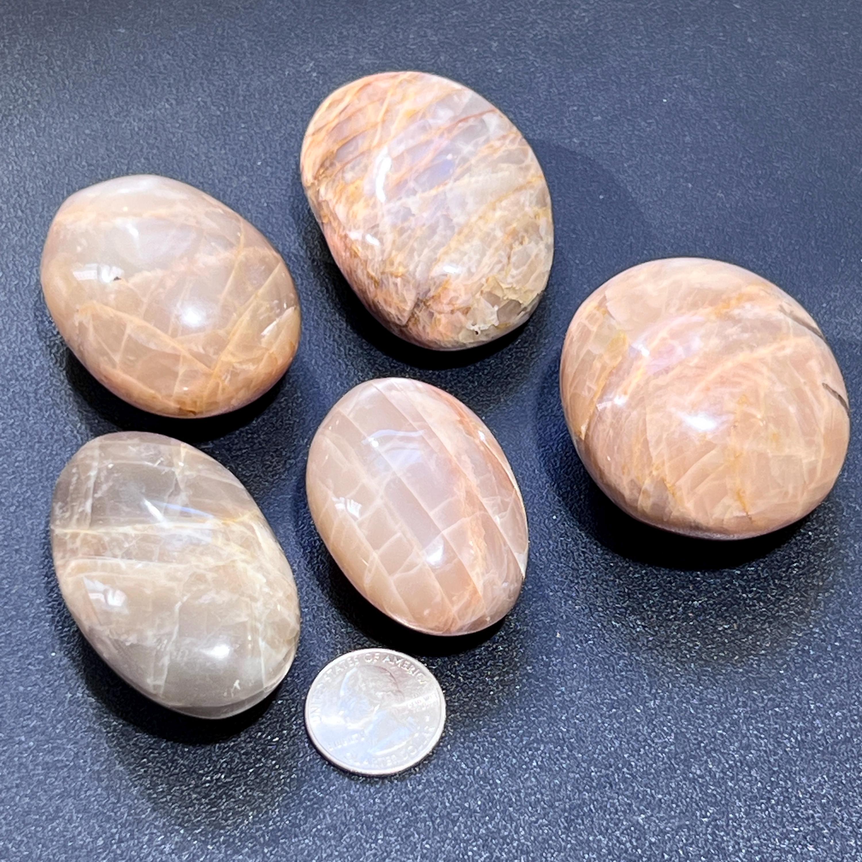Peach Moonstone Palm Stone