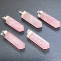 Pink Rose Quartz Crystal Point Pendant (Silver Plated)