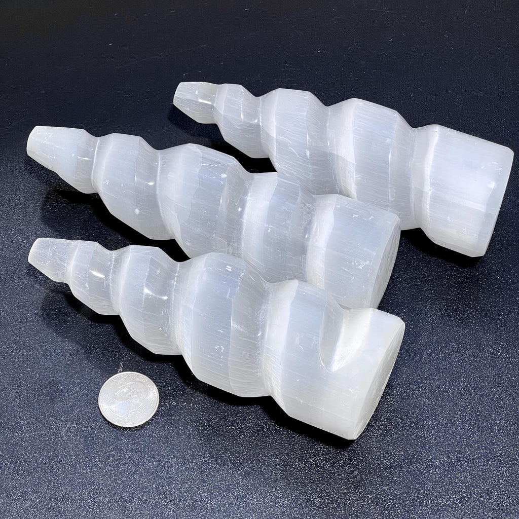 Selenite Crystal Spiral Standing Tower Medium (5-6 Inches)