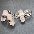 Pink Rose Quartz Crystal Point Adjustable Ring (Silver Plated)