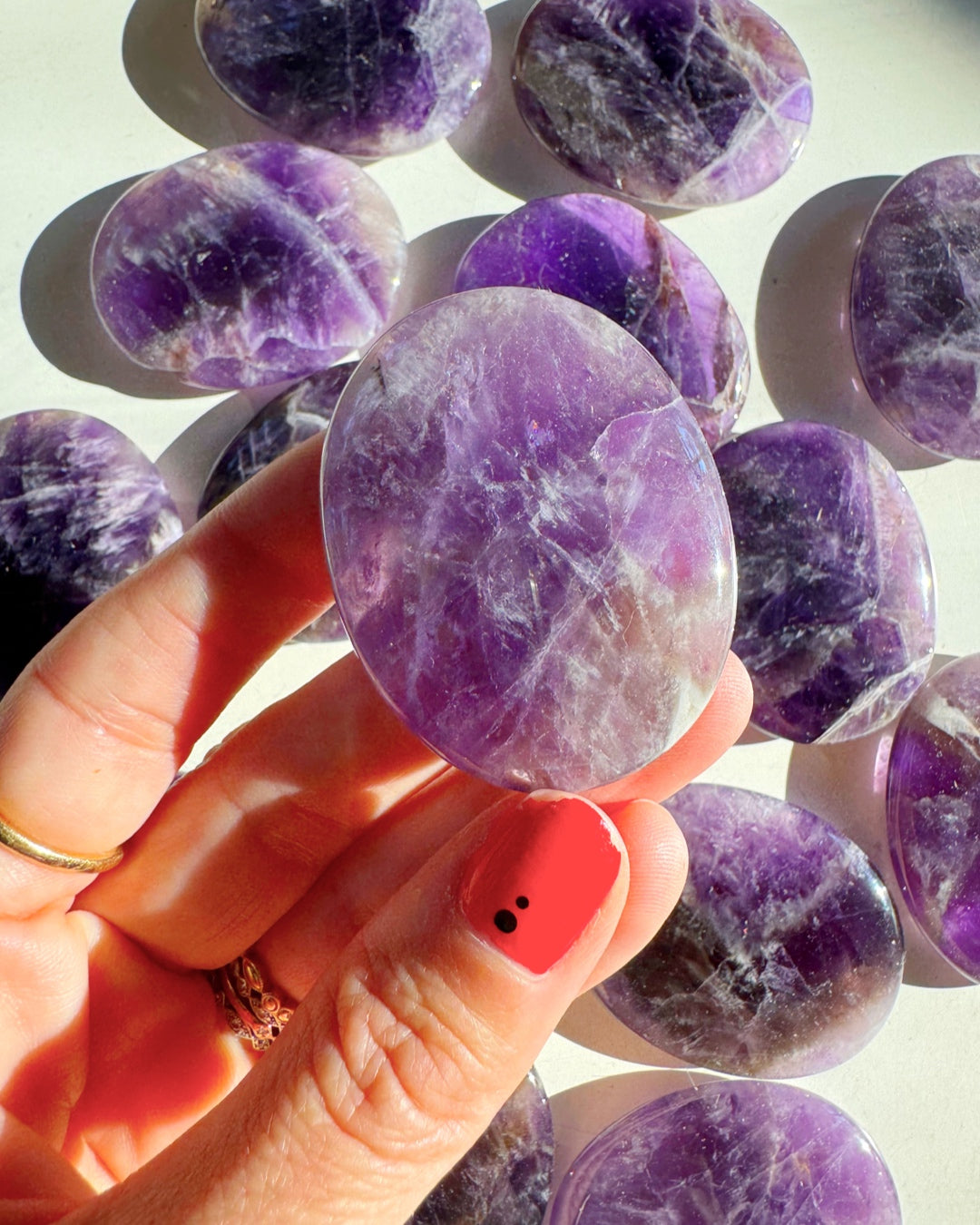 Amethyst Flat Palm Stones