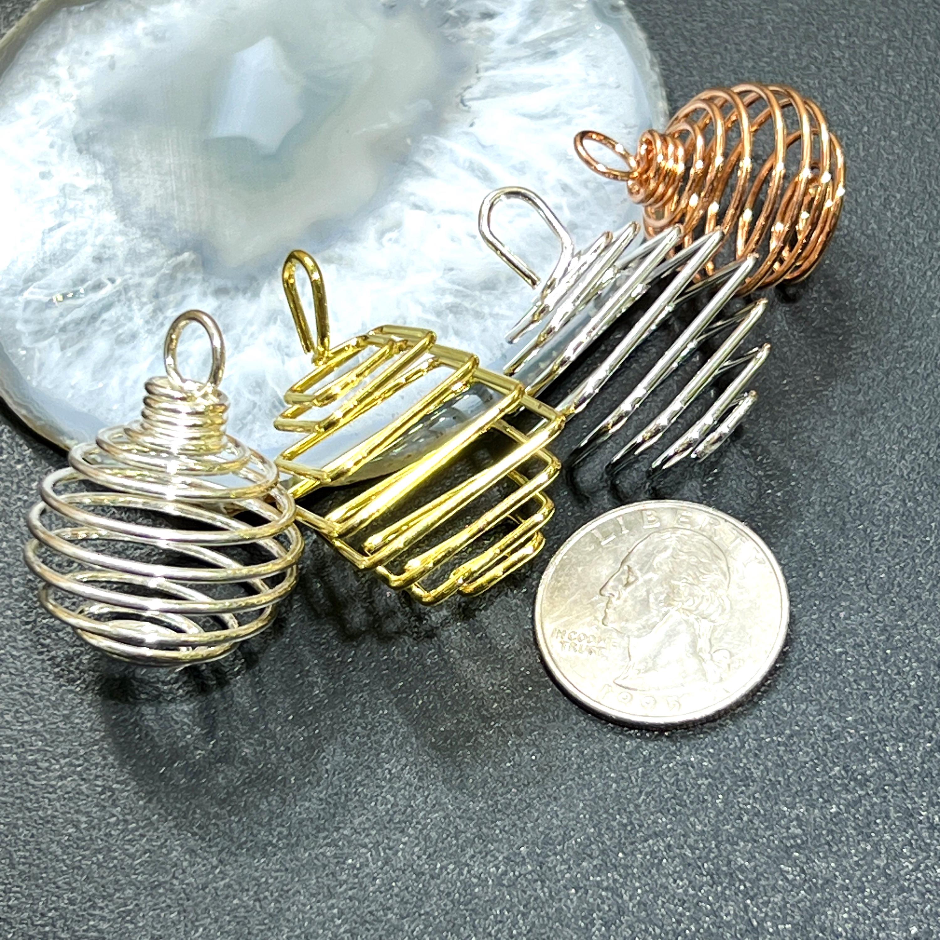 Spiral Cage Crystal Gem Holder Pendants