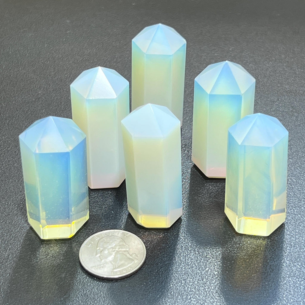 Opalite Glass Crystal Point Tower