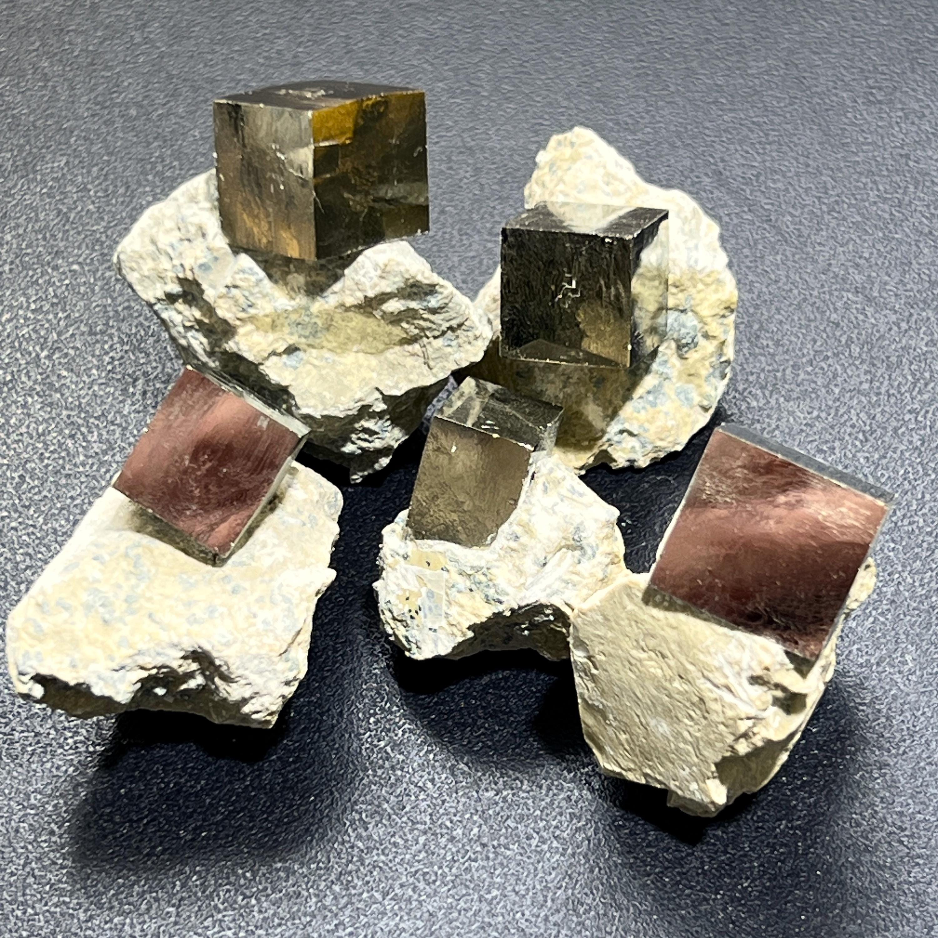 Golden Iron Pyrite Crystal Cubes In Rough Raw Matrix