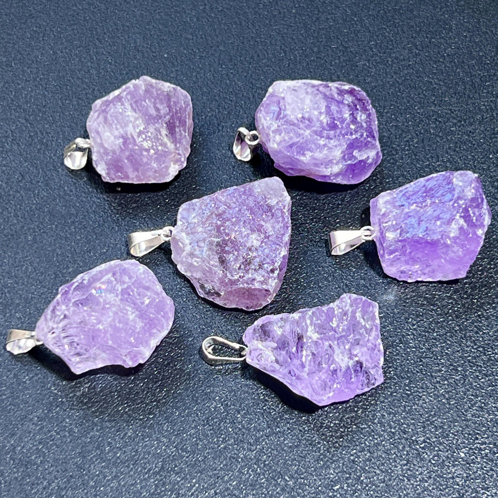 Amethyst Raw Crystal Pendant (Silver Bail)