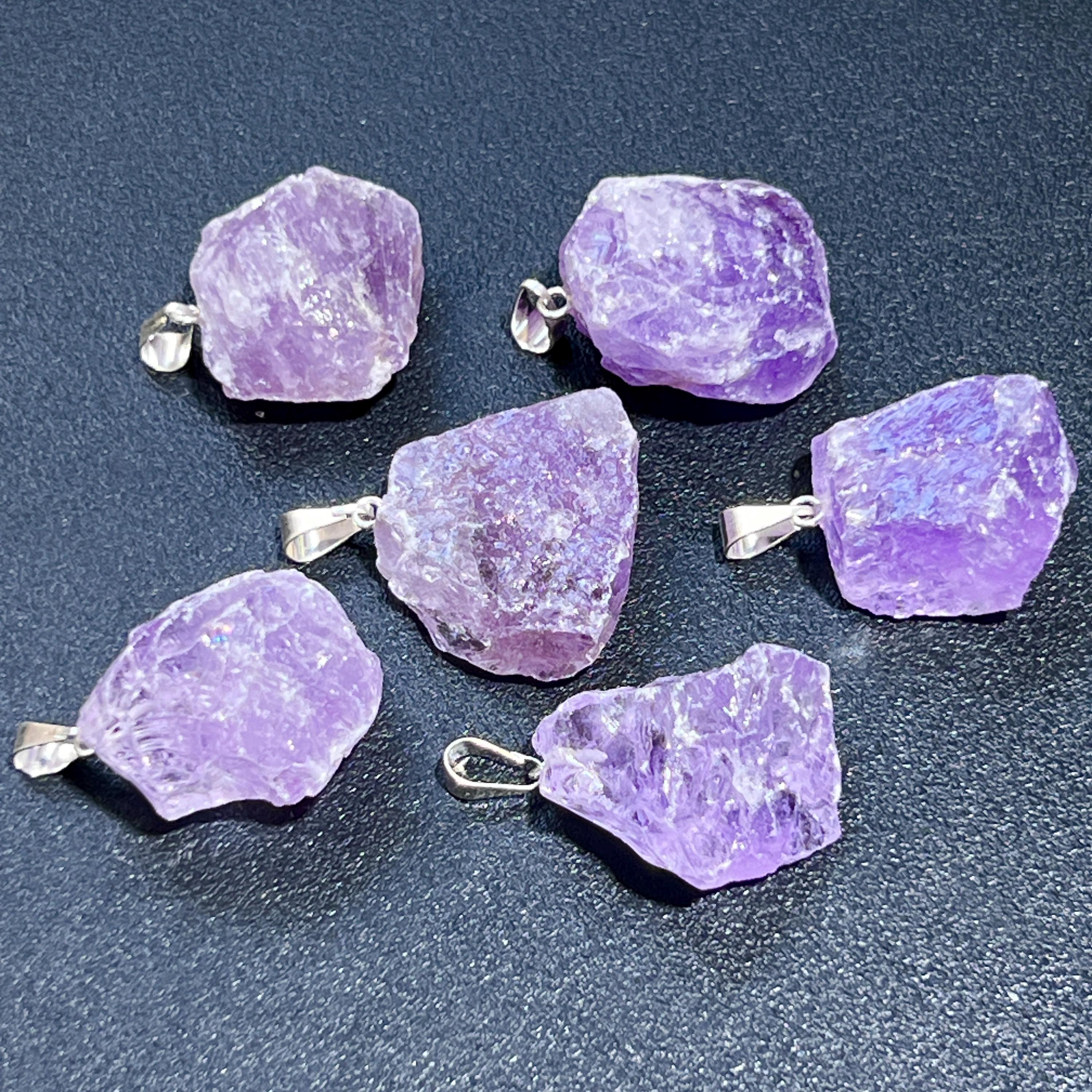Amethyst Raw Crystal Pendant (Silver Bail)