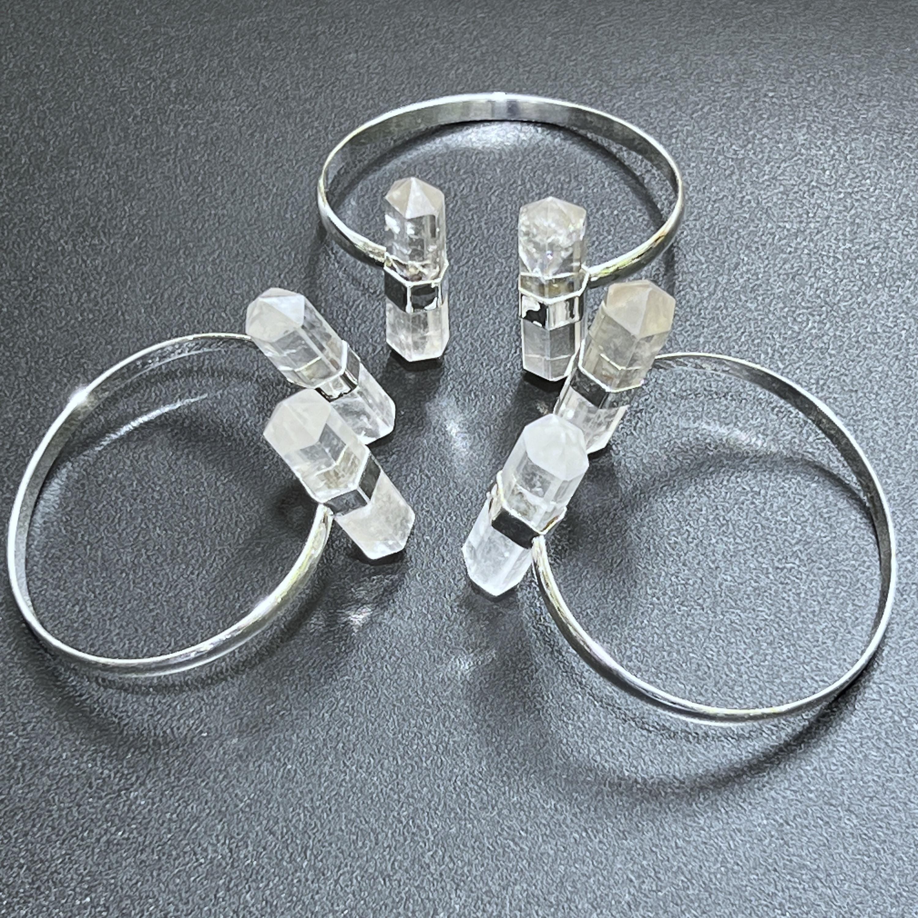 Quartz Crystal Point Adjustable Cuff Bangle Bracelet