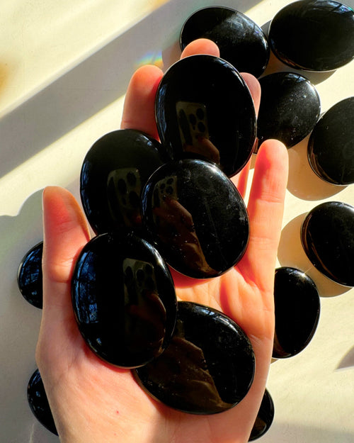 Black Obsidian Flat Palm Stones