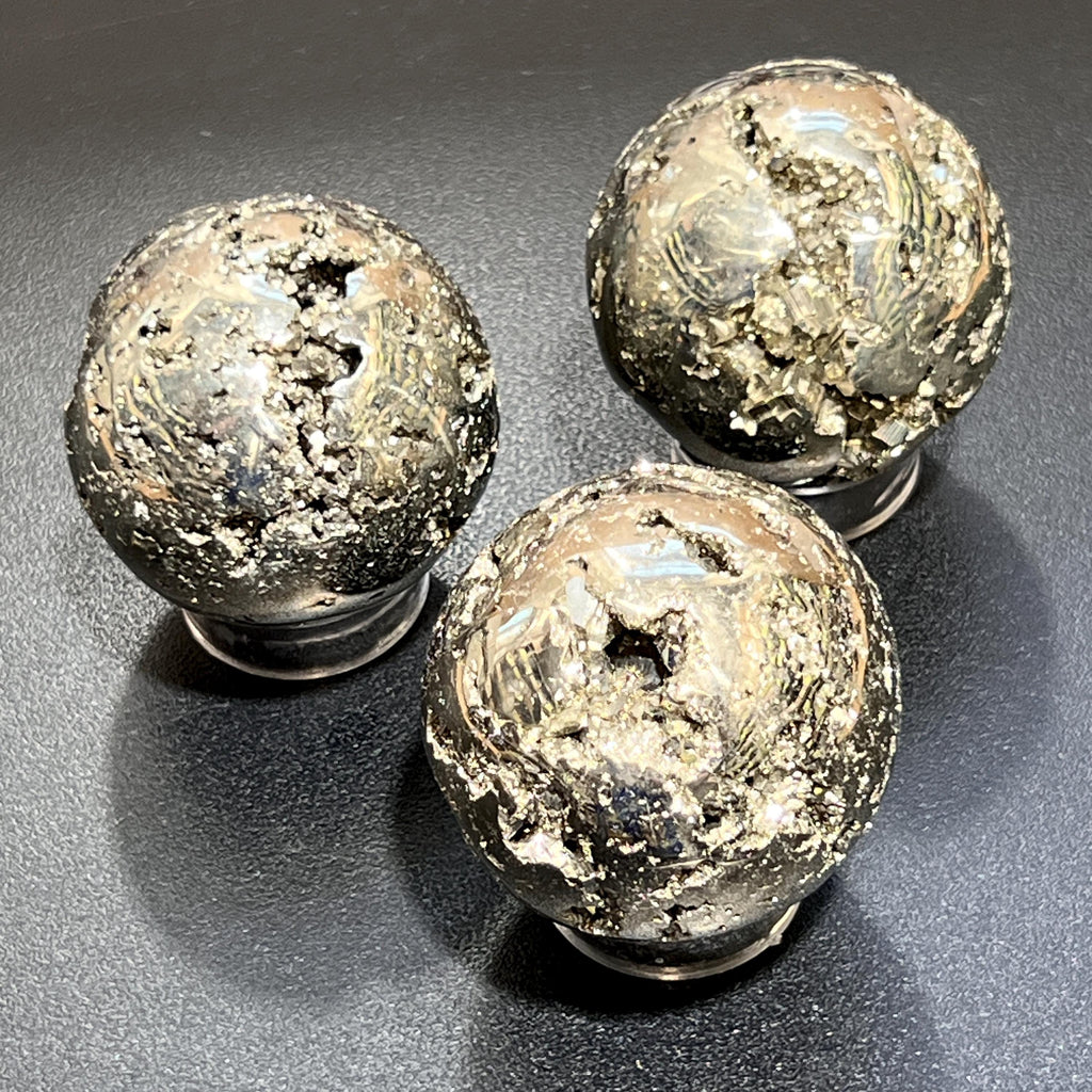 Golden Pyrite (Fools Gold) Crystal Druzy Sphere Polished Carving