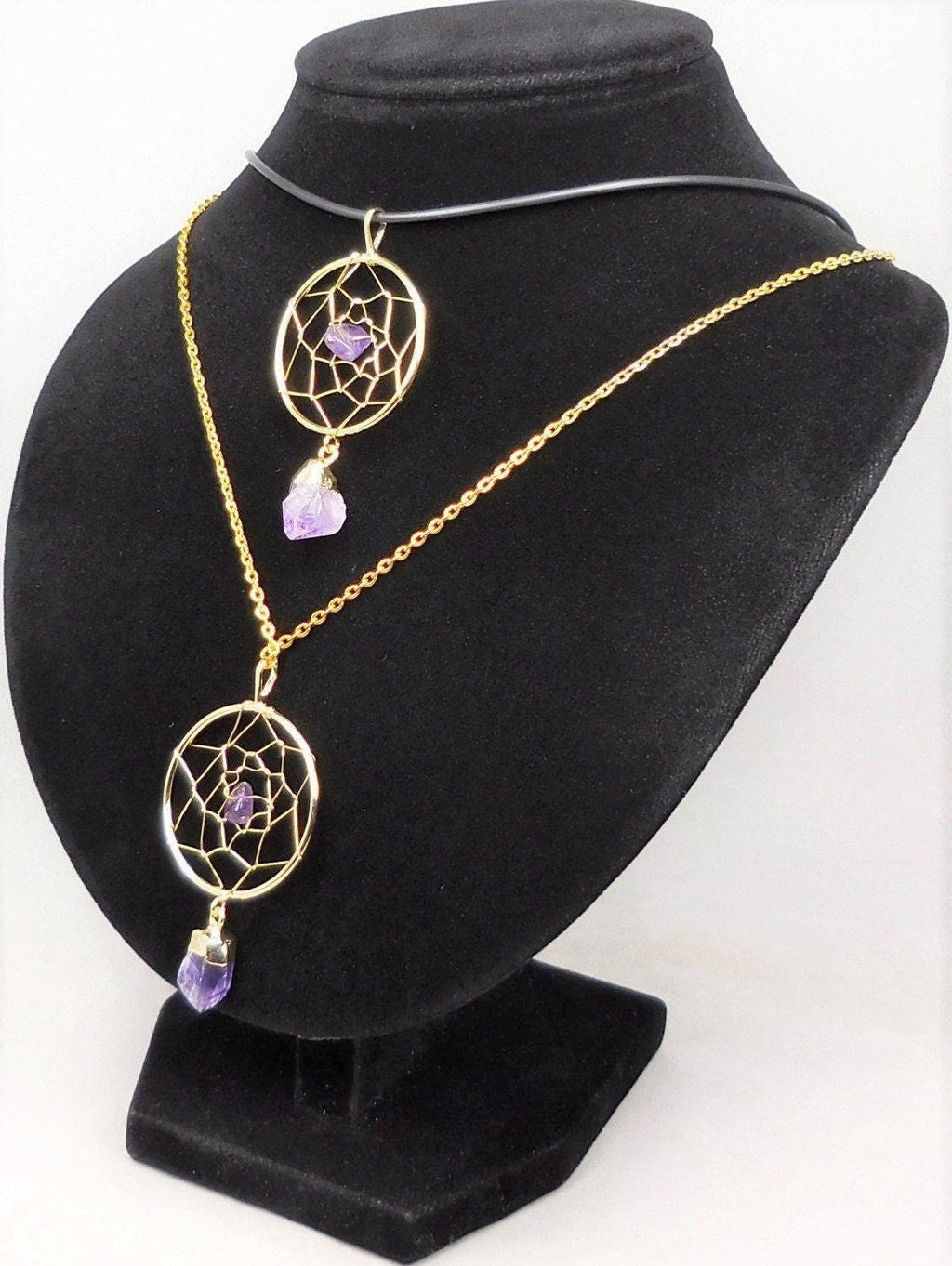 Amethyst Crystal Dreamcatcher Pendant