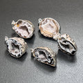 Oco Geode Druzy Crystal Pendant (Full Silver-Plated Back)