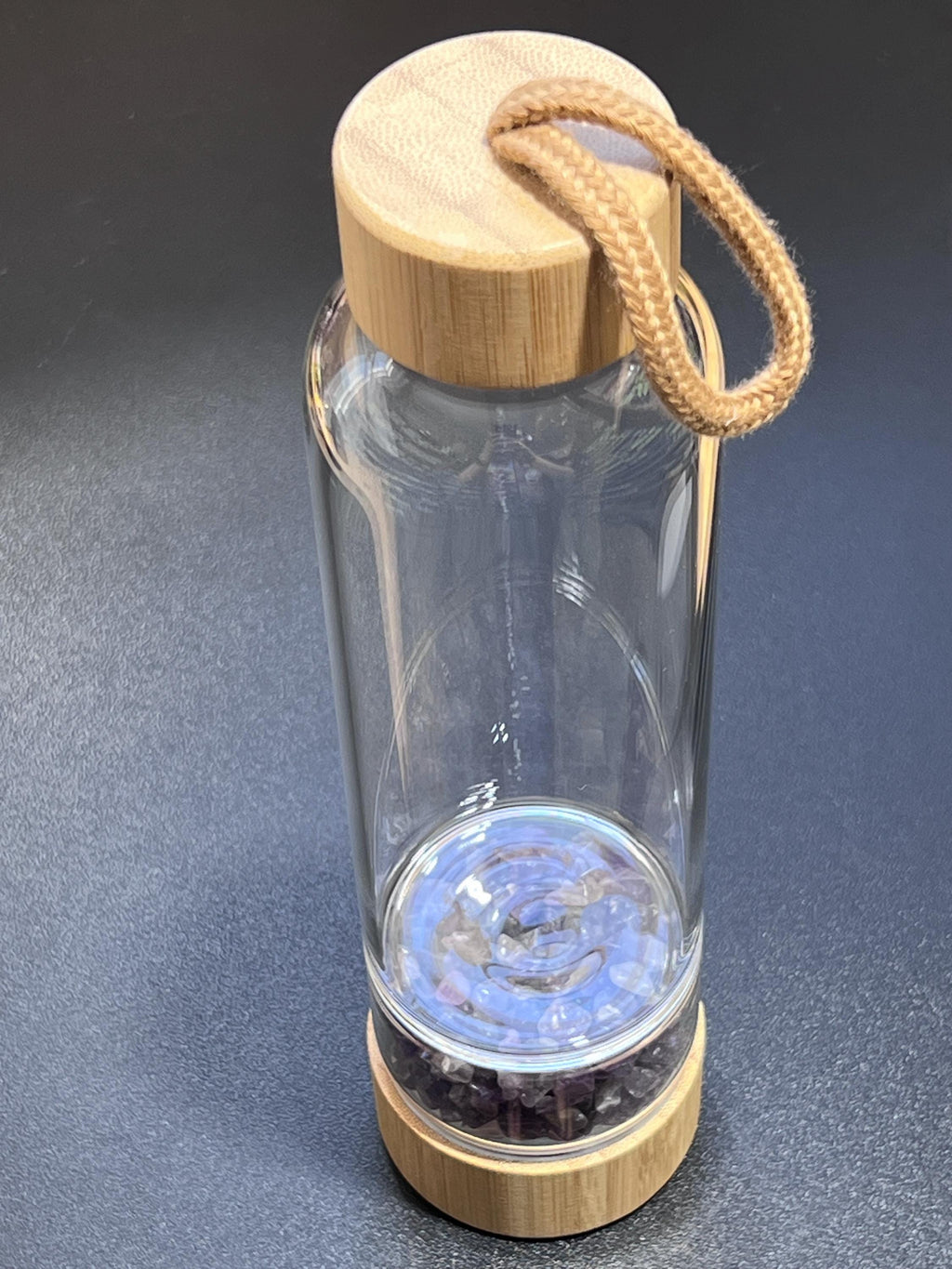 Crystal Gemstone Glass Water Bottle Infuser (Interchangeable Base)