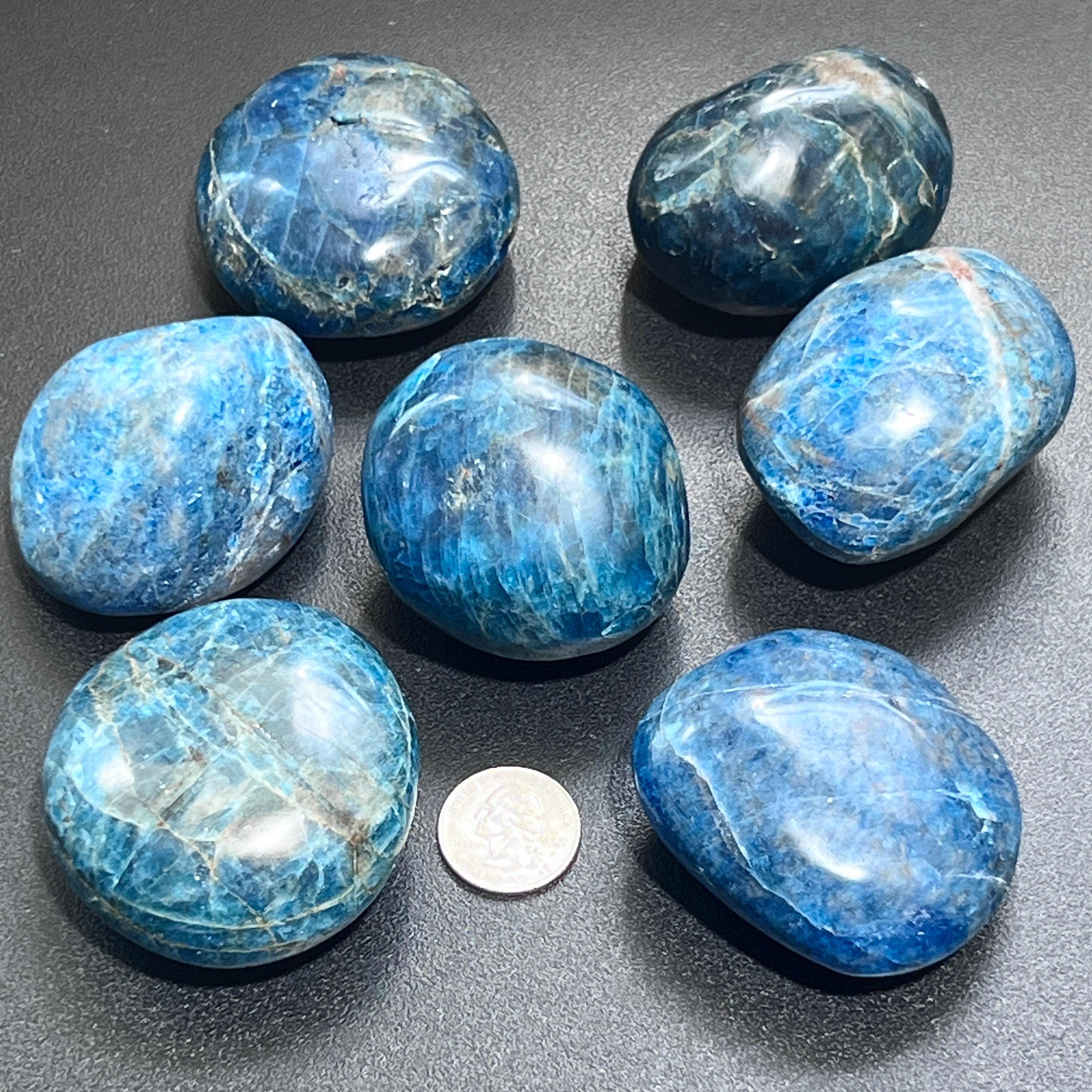 Blue Apatite Large Freeform Palm Stones (2 to 2.5 Inches)