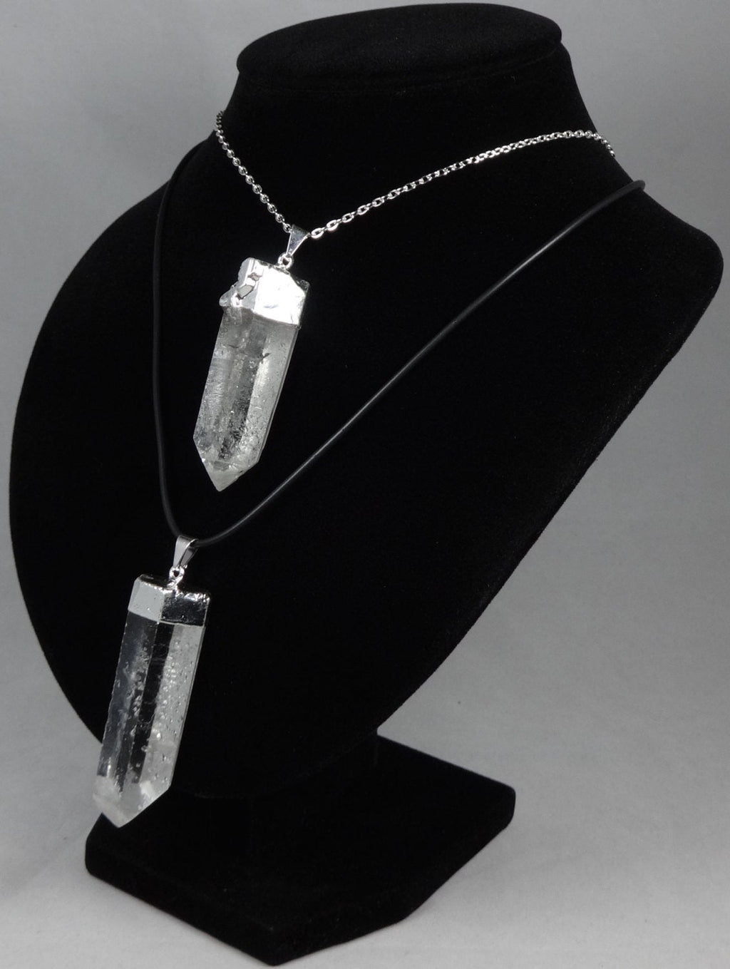 Large Quartz Crystal Point Pendant (Silver Plated)