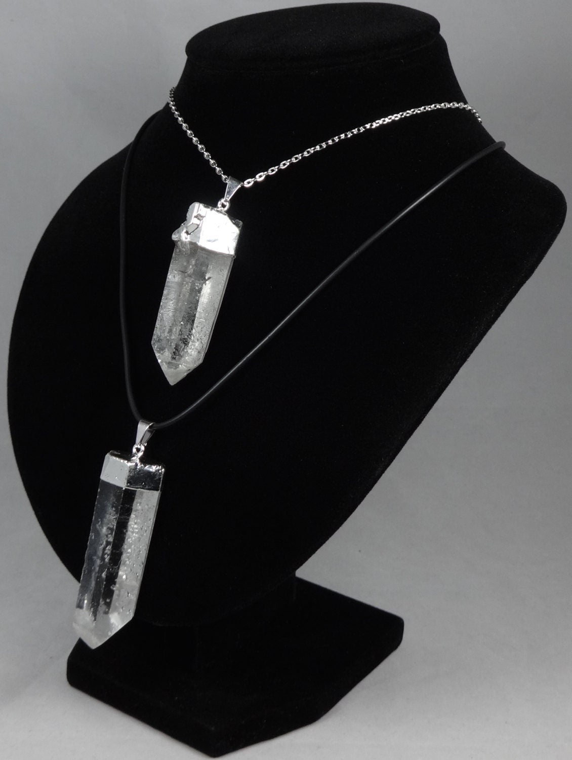Large Quartz Crystal Point Pendant (Silver Plated)