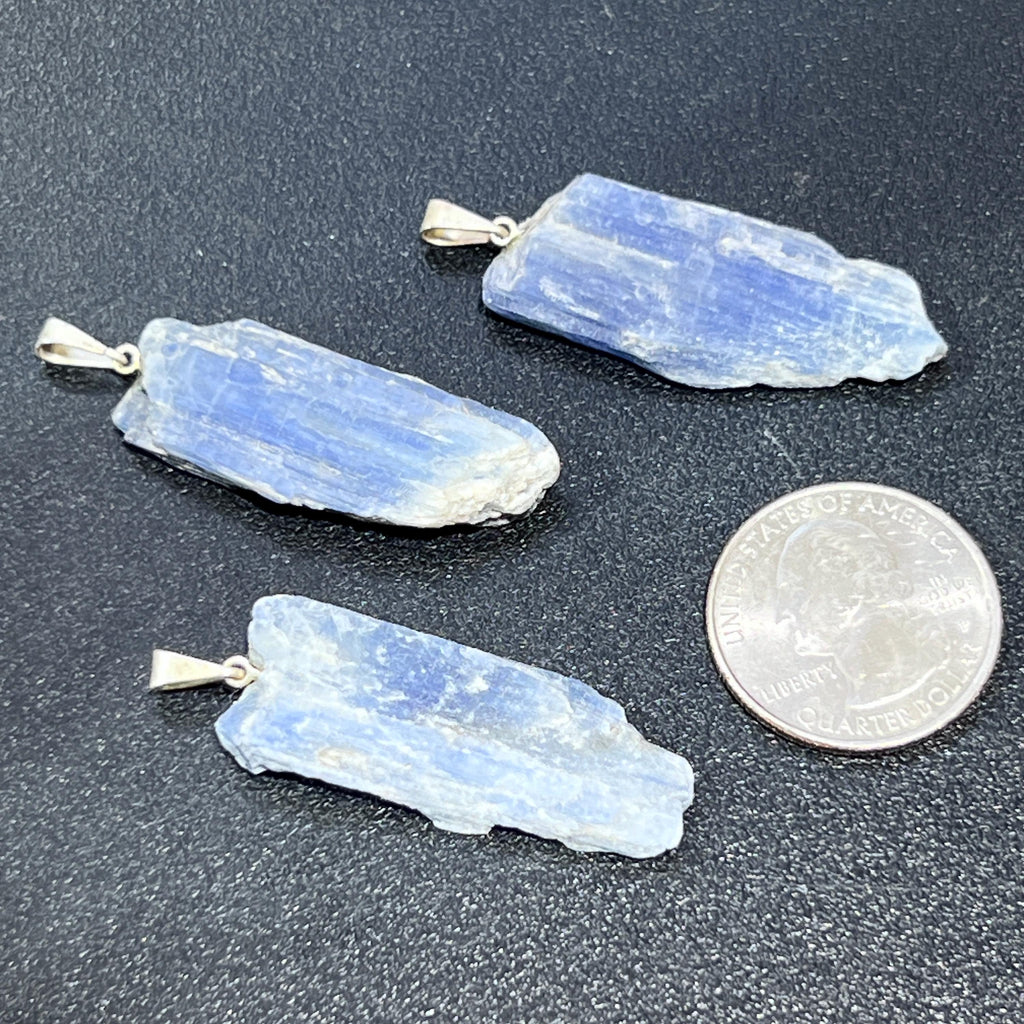 Kyanite Crystal Point Pendant (Silver Plated)