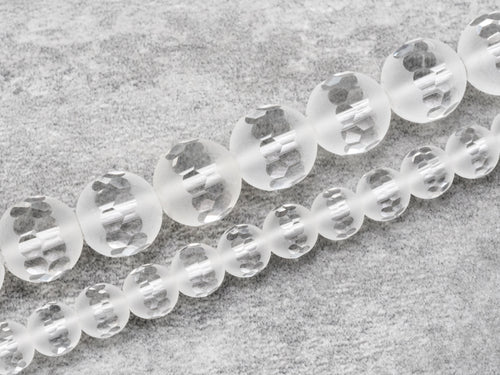 15.5inch strand Natural Clear White Matte Quartz Middle Faceted beads, 6mm/8mm/10mm/12mm Round Quartz beads, Matted Raw Crystal, SKU#V4
