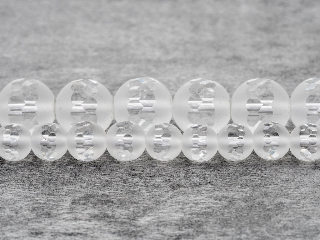 15.5inch strand Natural Clear White Matte Quartz Middle Faceted beads, 6mm/8mm/10mm/12mm Round Quartz beads, Matted Raw Crystal, SKU#V4