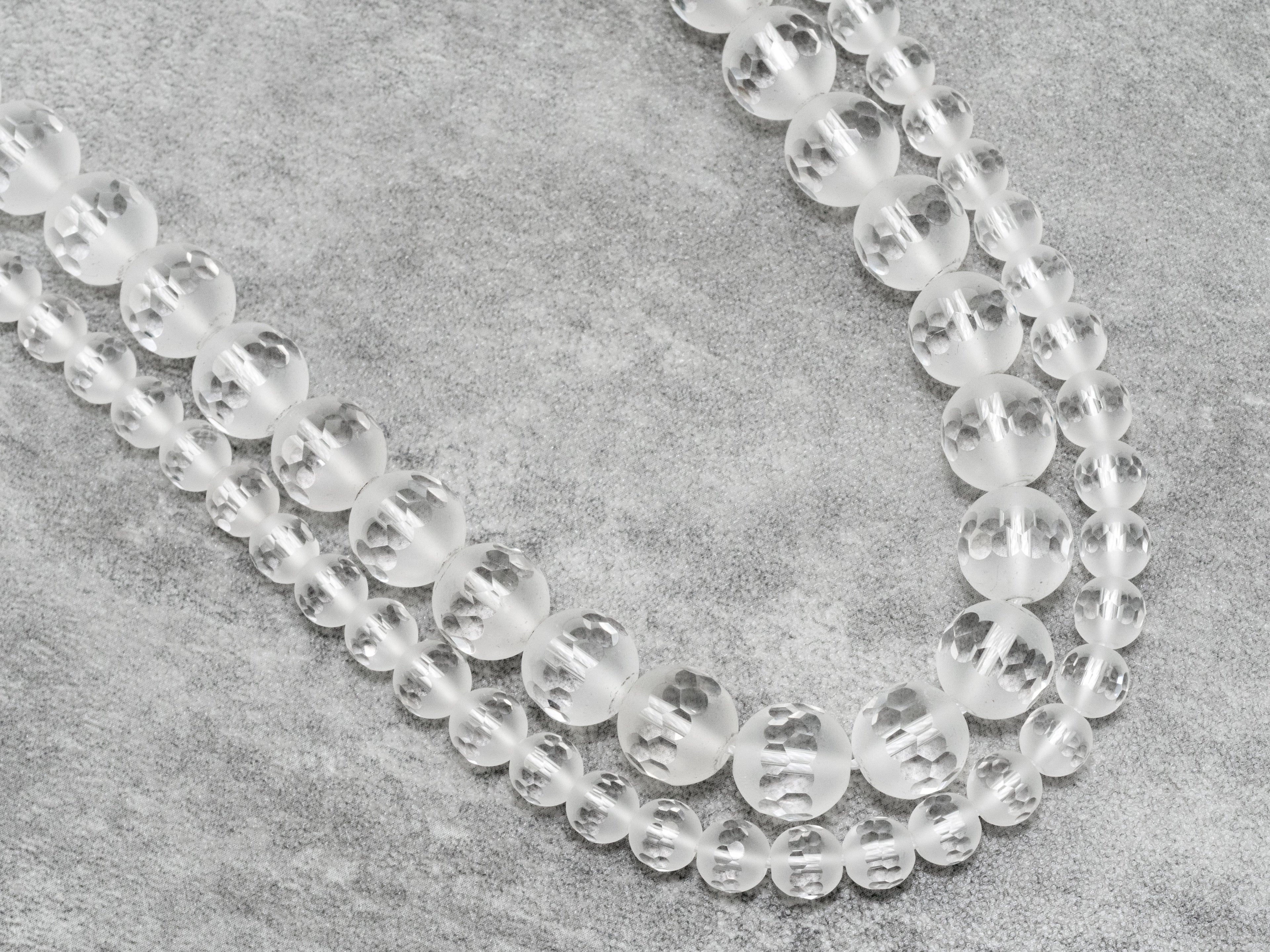 15.5inch strand Natural Clear White Matte Quartz Middle Faceted beads, 6mm/8mm/10mm/12mm Round Quartz beads, Matted Raw Crystal, SKU#V4