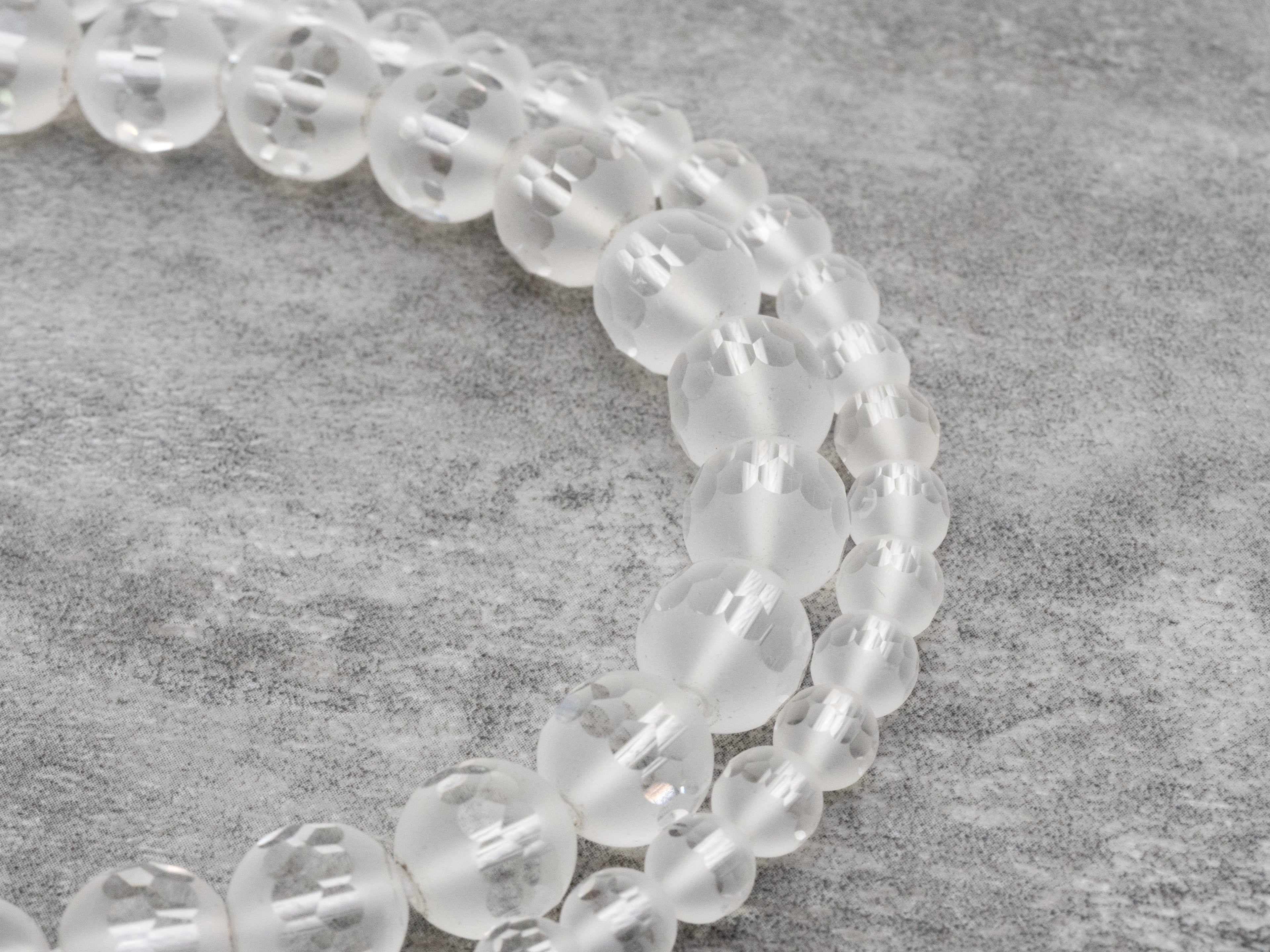 15.5inch strand Natural Clear White Matte Quartz Middle Faceted beads, 6mm/8mm/10mm/12mm Round Quartz beads, Matted Raw Crystal, SKU#V4
