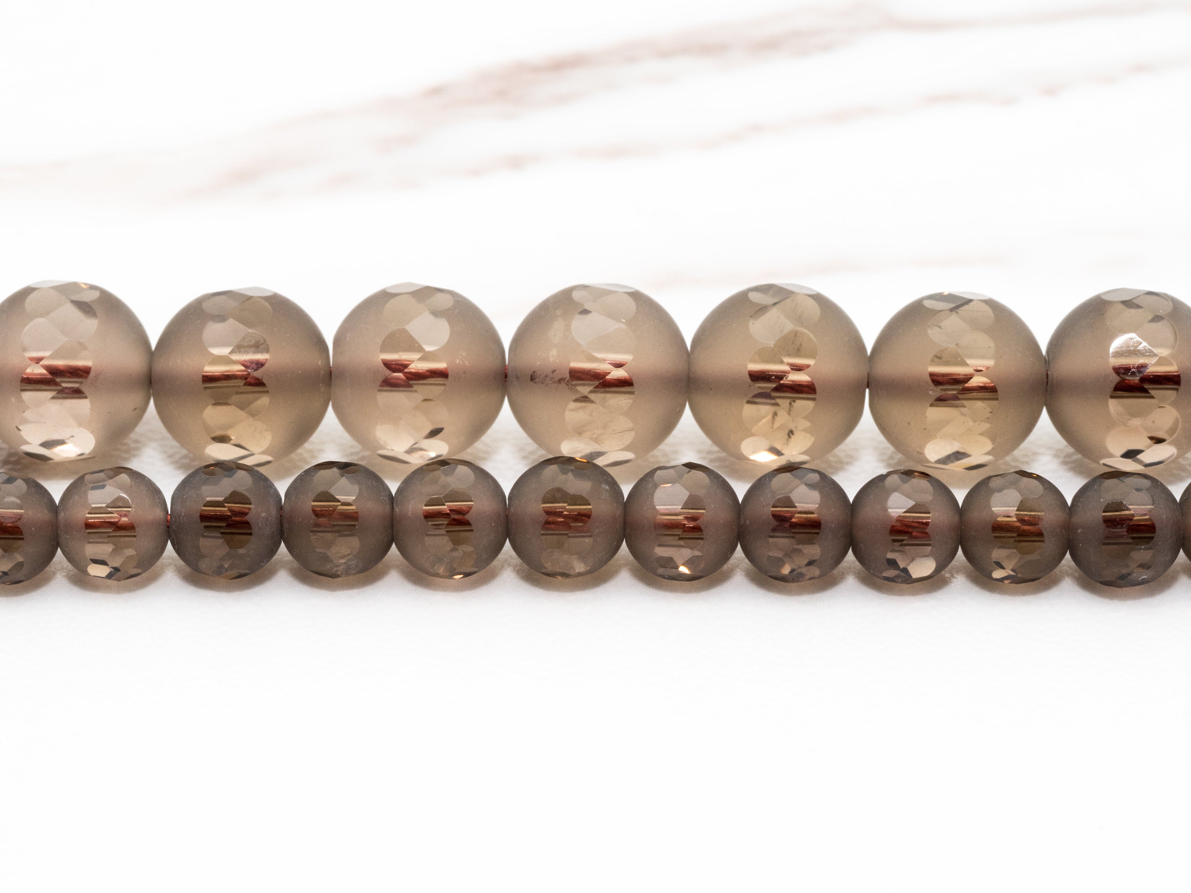 High Quality Natural Matte Smoky Quartz Round Smooth Middle Faceted beads, 6mm/8mm/10mm/12mm, Brown Gemstone Beads, 15.5inch strand, SKU#V5